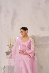 SAANVI - Pink Chanderi Suit Set
