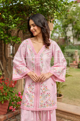 LUNE - Pink Embroidered Co-ord Set