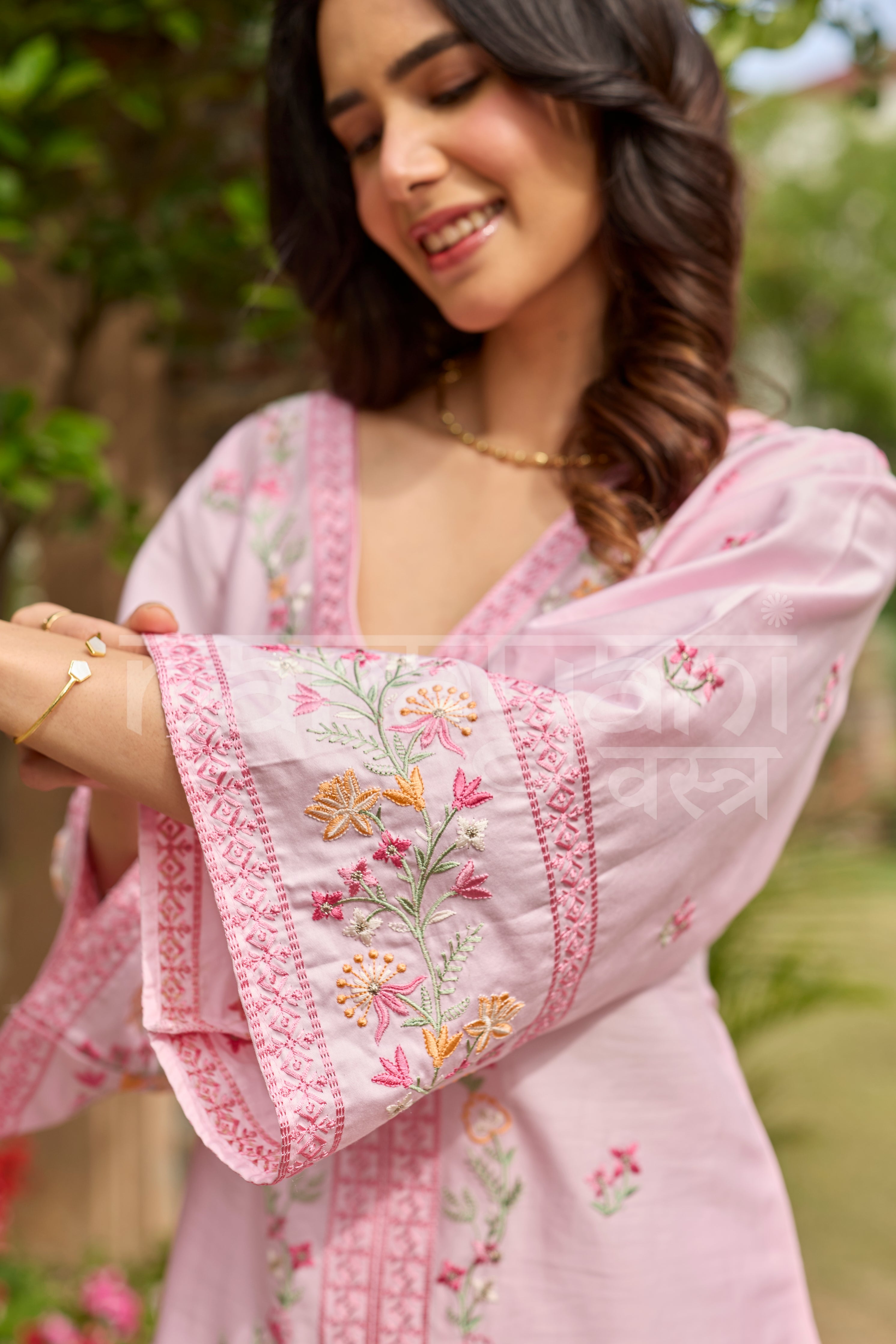 LUNE - Pink Embroidered Co-ord Set