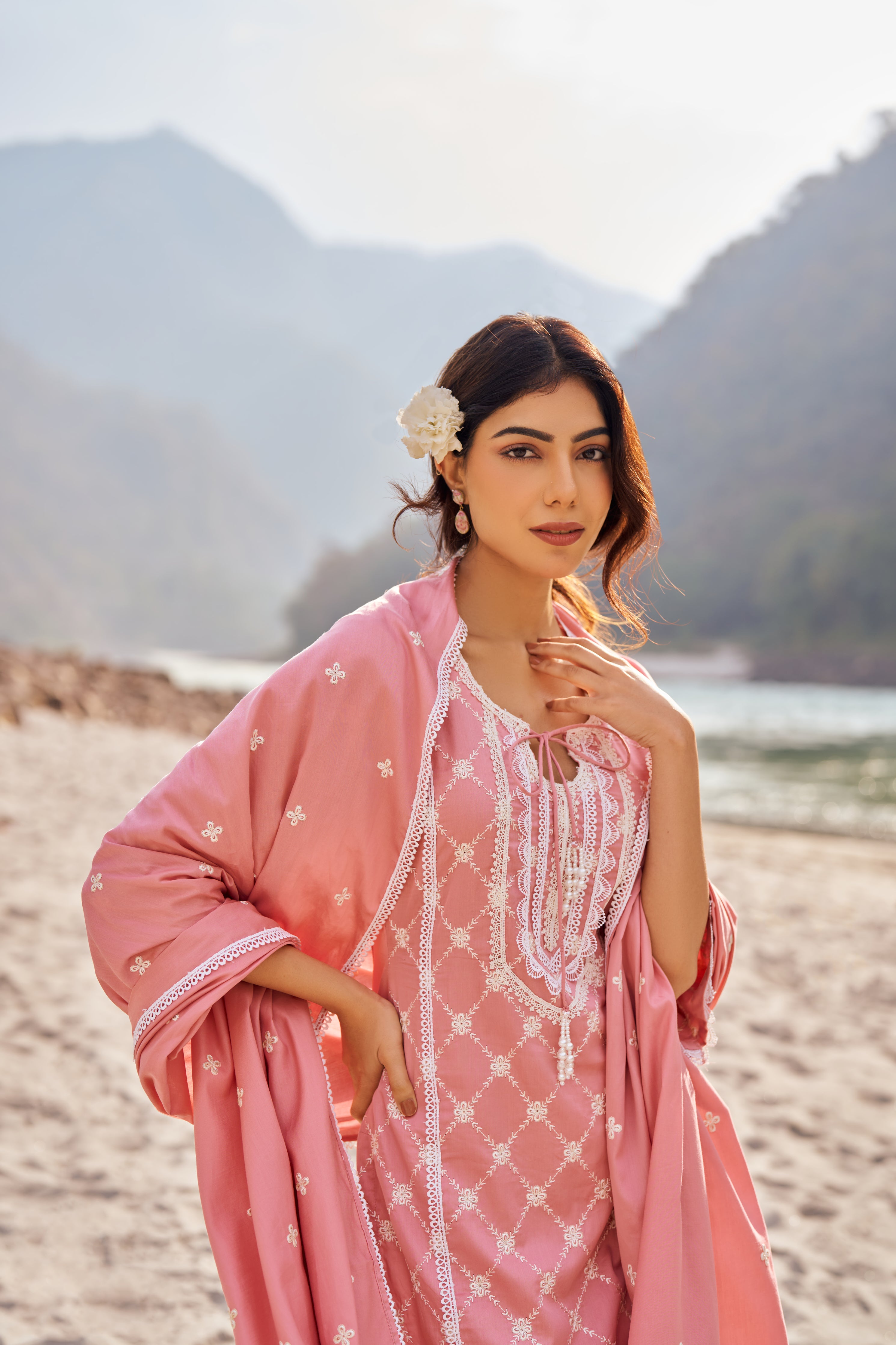Amita Singh in AMBER - Pink Cotton Suit Set
