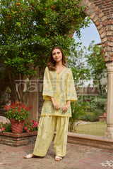 VIAN - Yellow Embroidered Co-ord Set