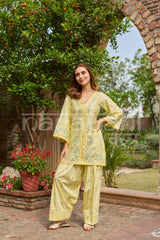 VIAN - Yellow Embroidered Co-ord Set