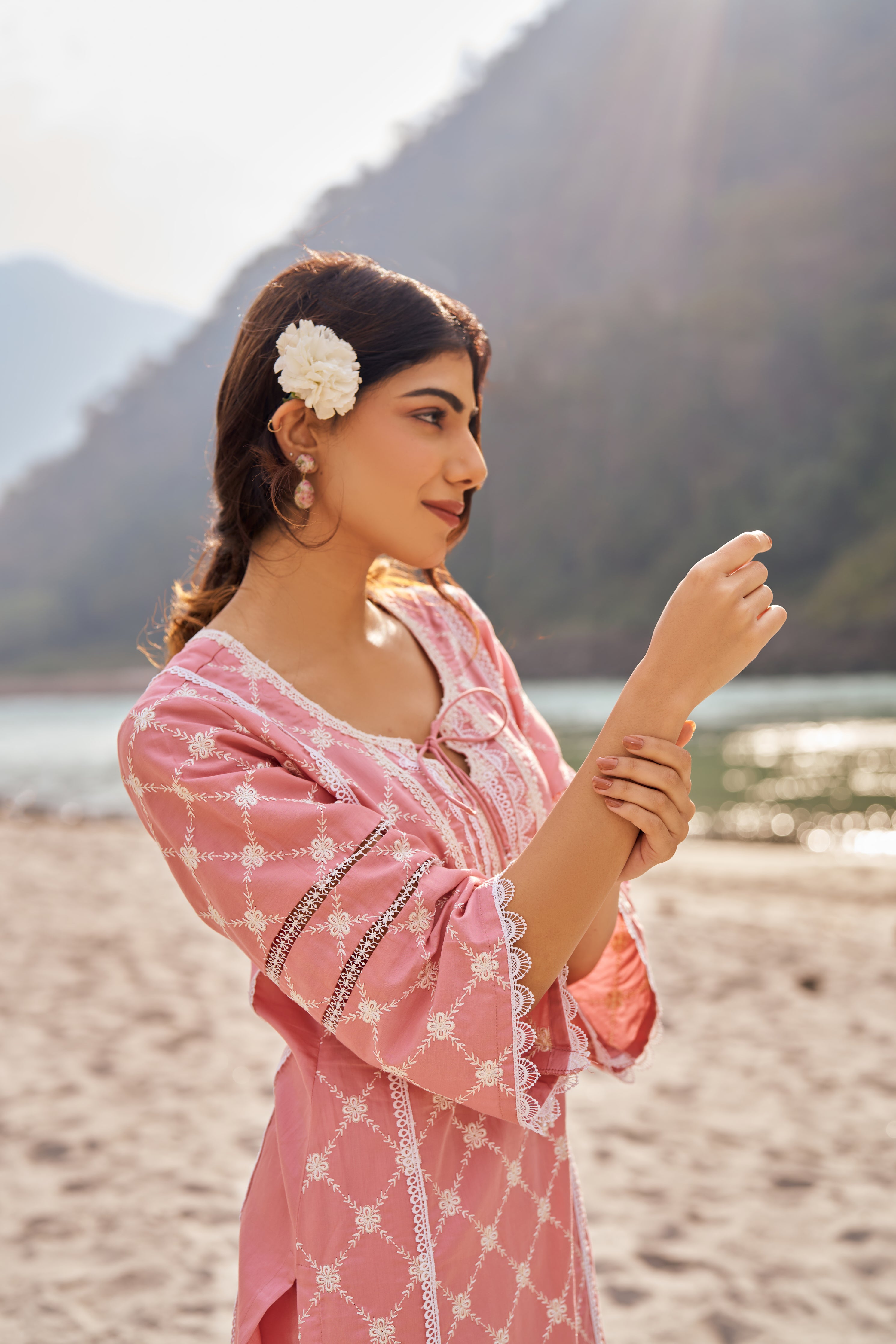 Amita Singh in AMBER - Pink Cotton Suit Set