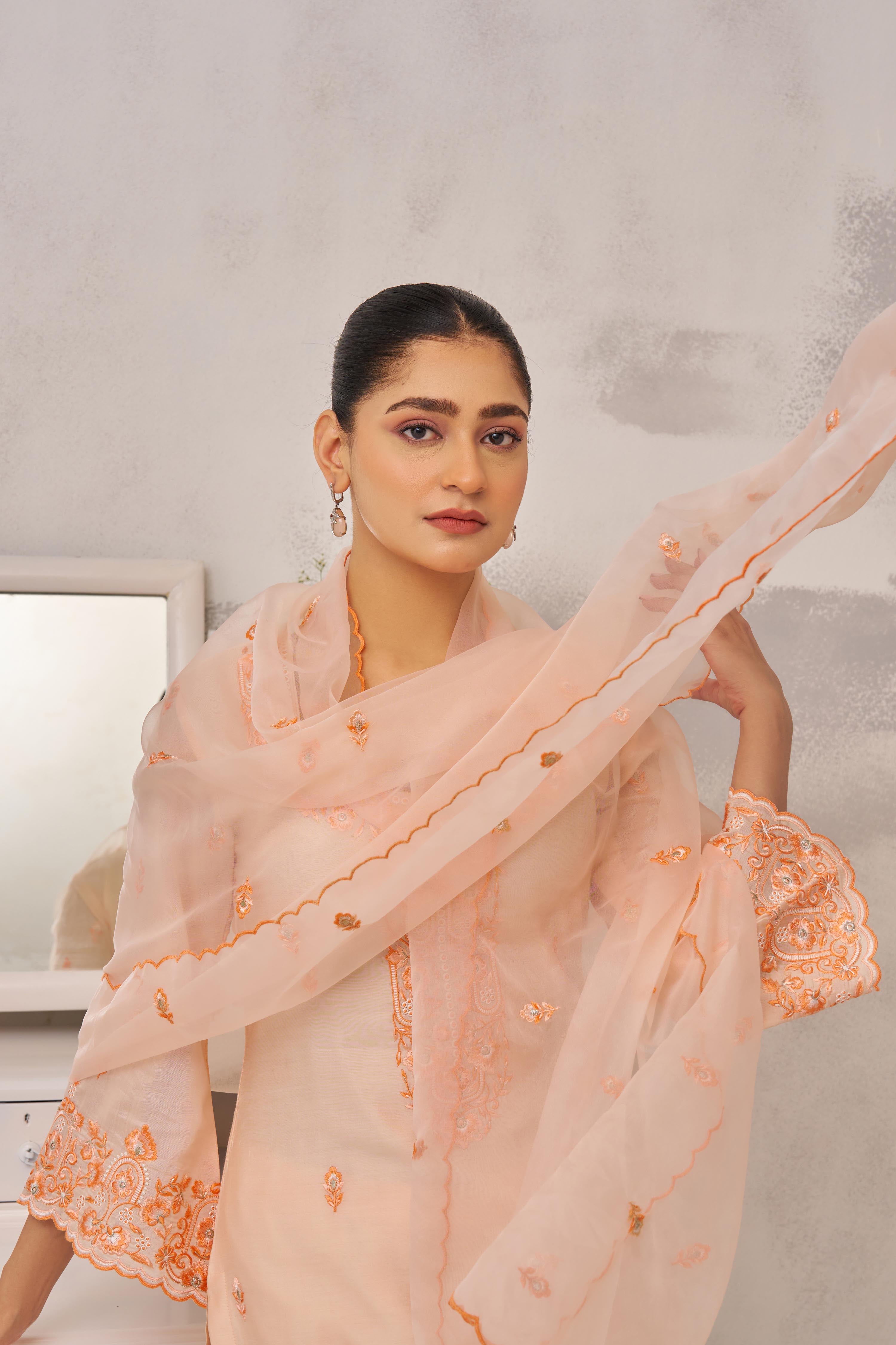 SUHANI - Peach Chanderi Suit Set