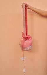Heera - Pink Organza Potli Bag