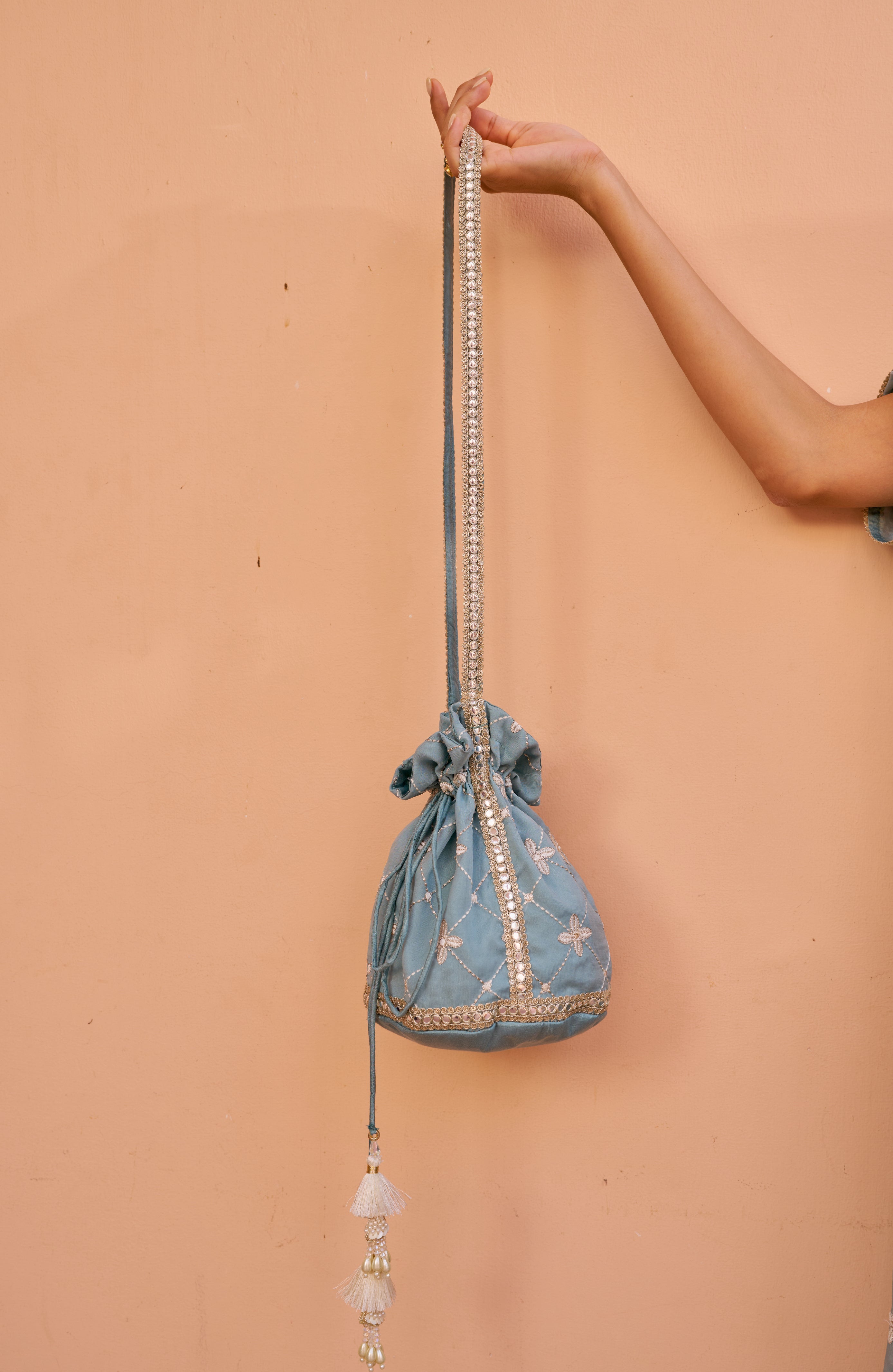 Jashan - Blue Organza Potli Bag