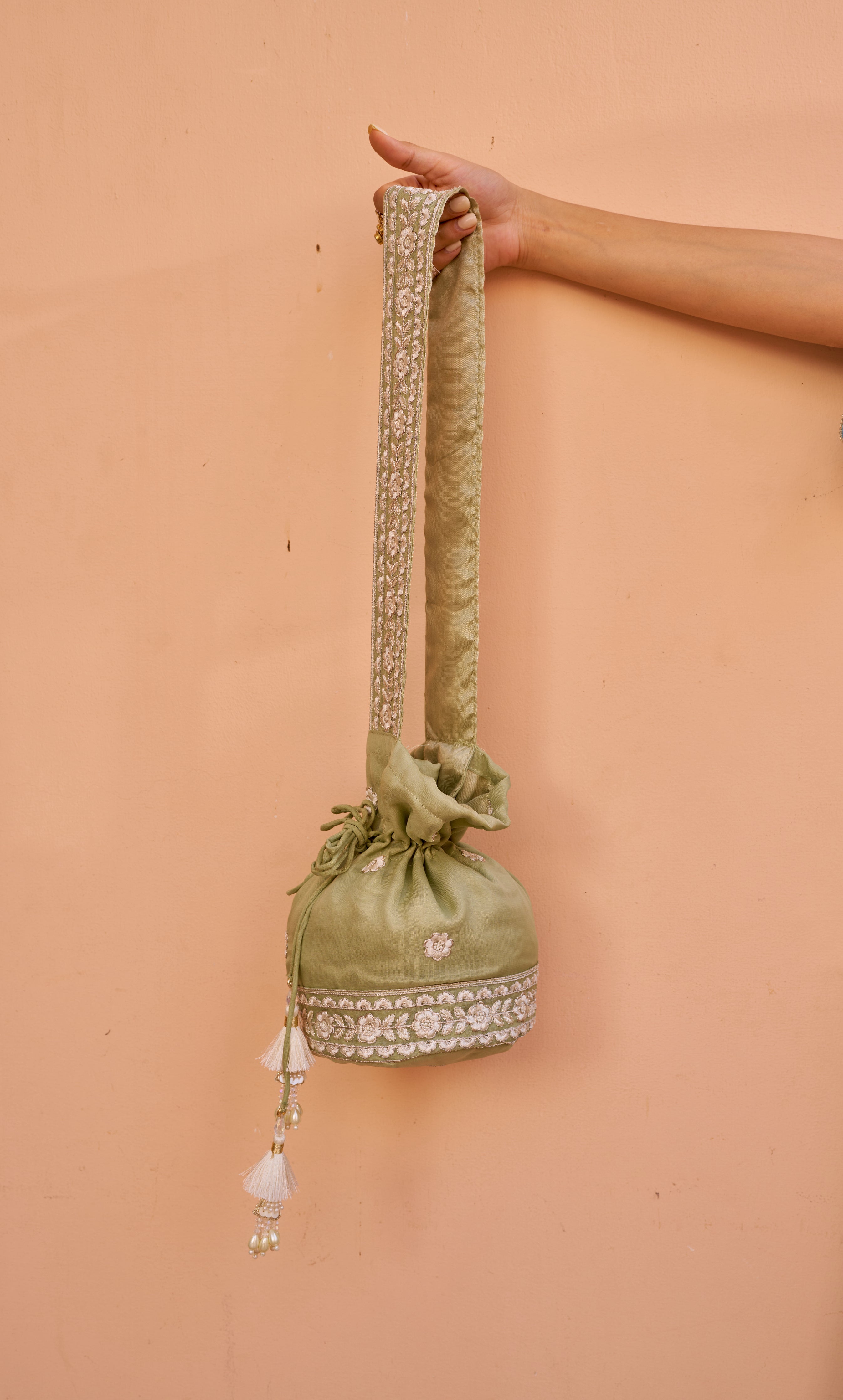 Surma - Green Organza Potli Bag