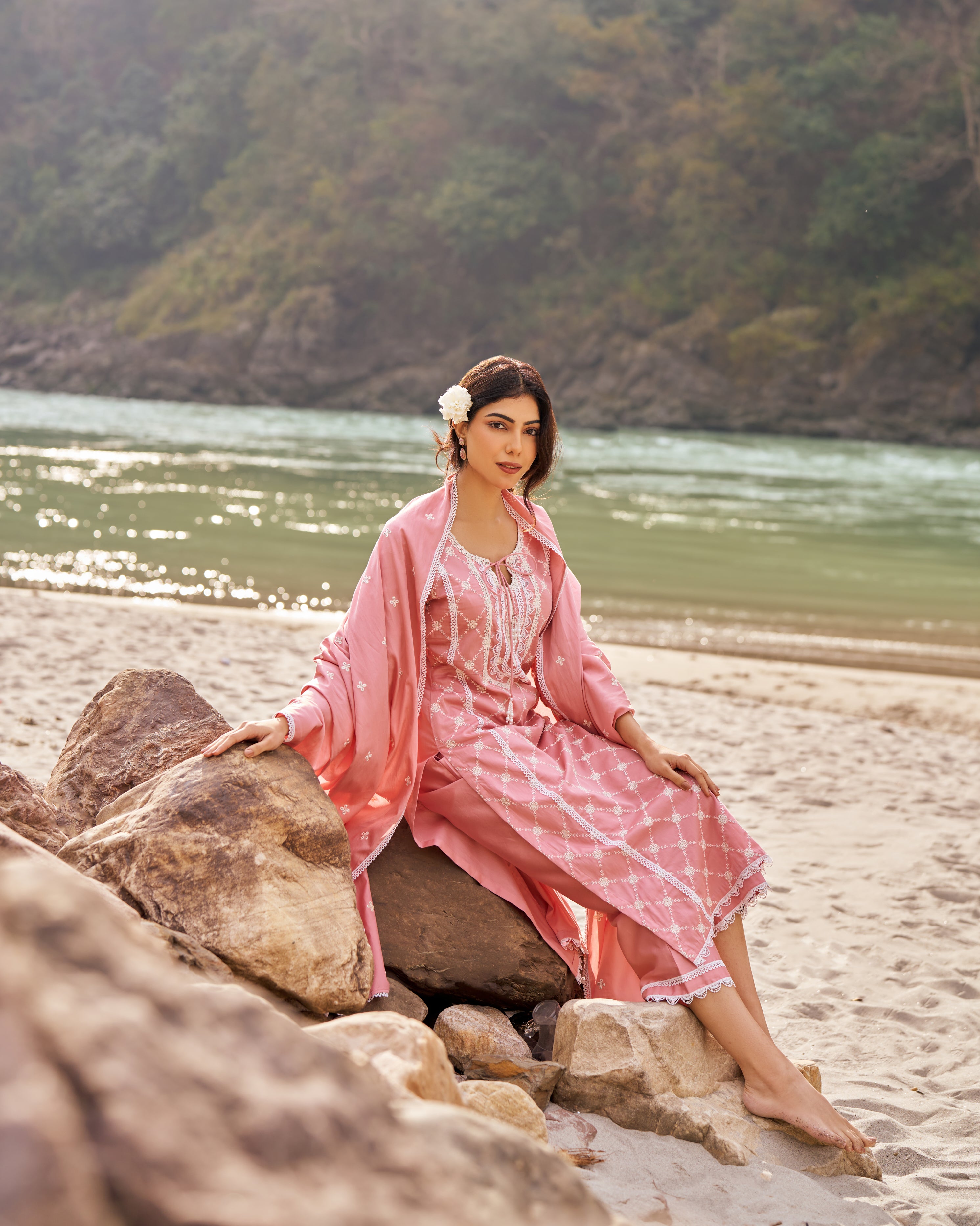 Amita Singh in AMBER - Pink Cotton Suit Set