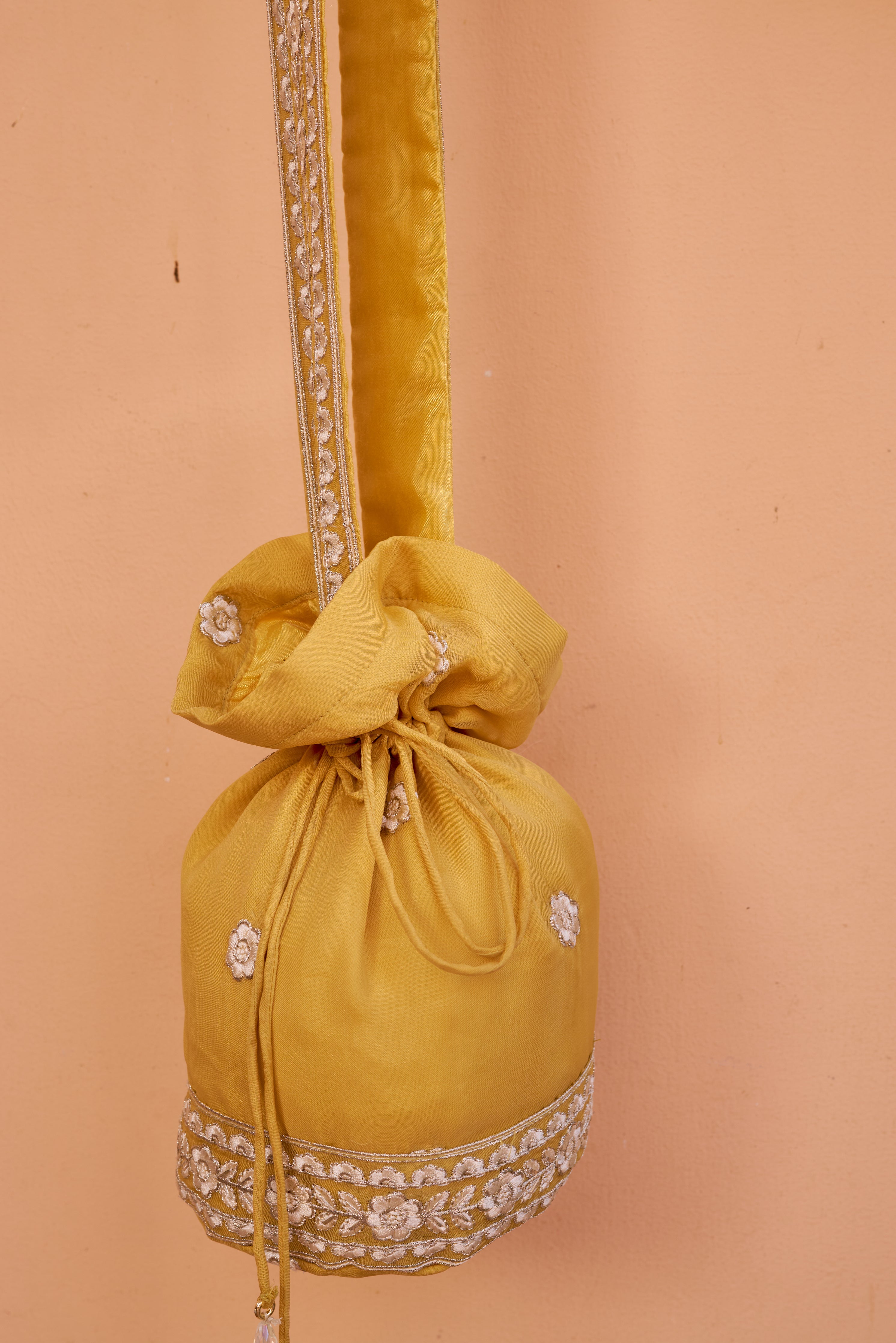 Shagan - Yellow Organza Potli Bag