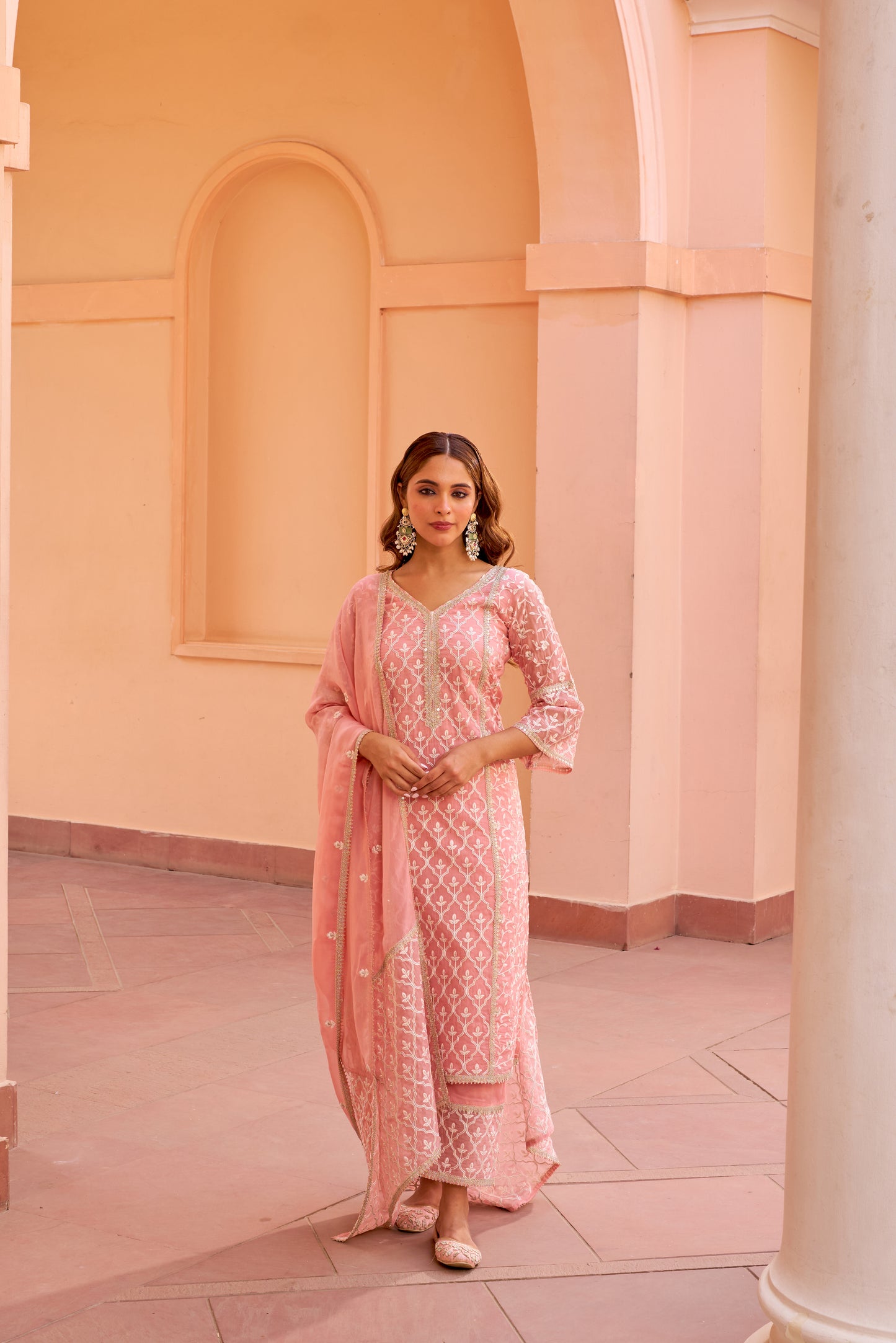 Malvika Raaj in Fiza - Pink A-line Straight Suit Set.