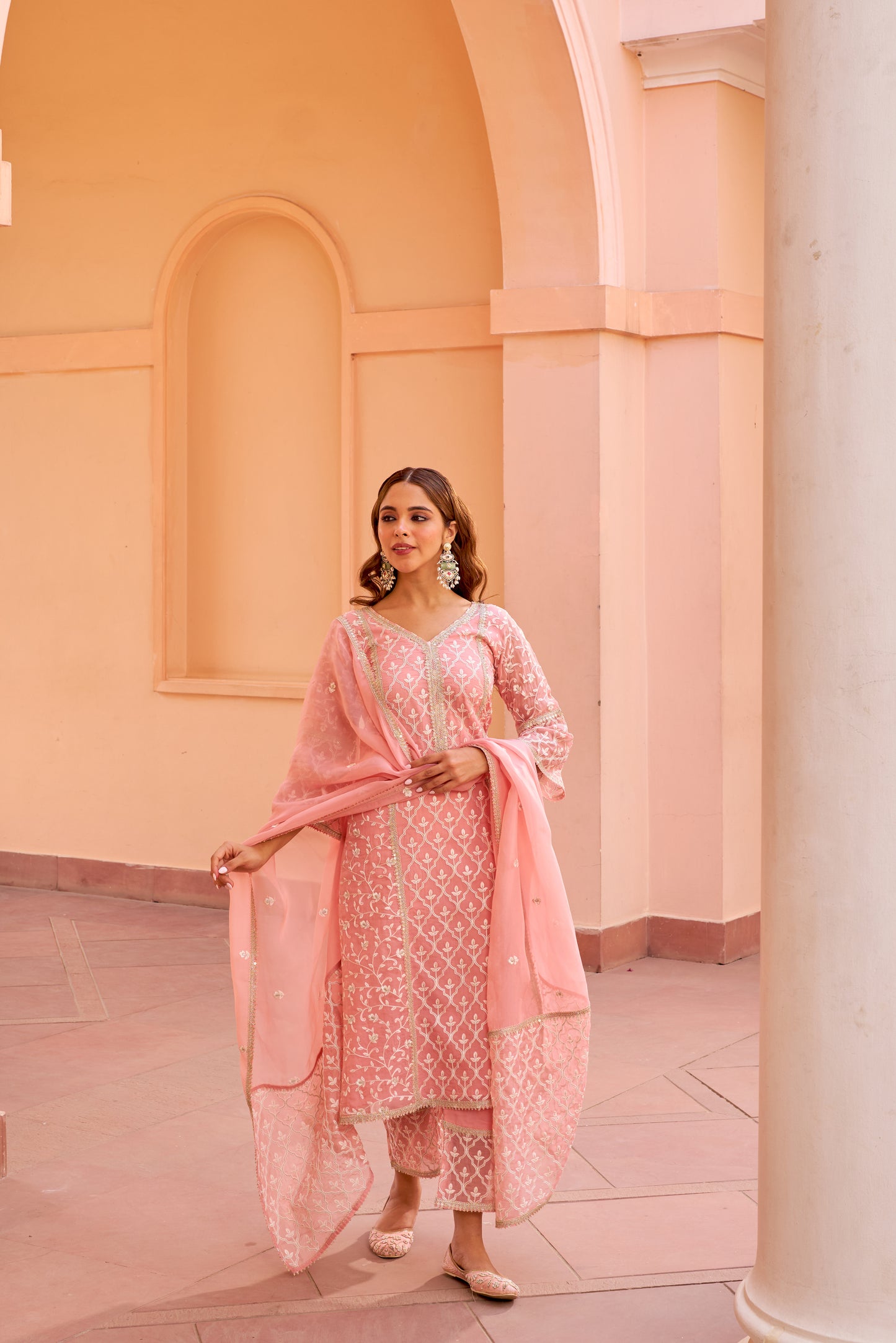 Malvika Raaj in Fiza - Pink A-line Straight Suit Set.