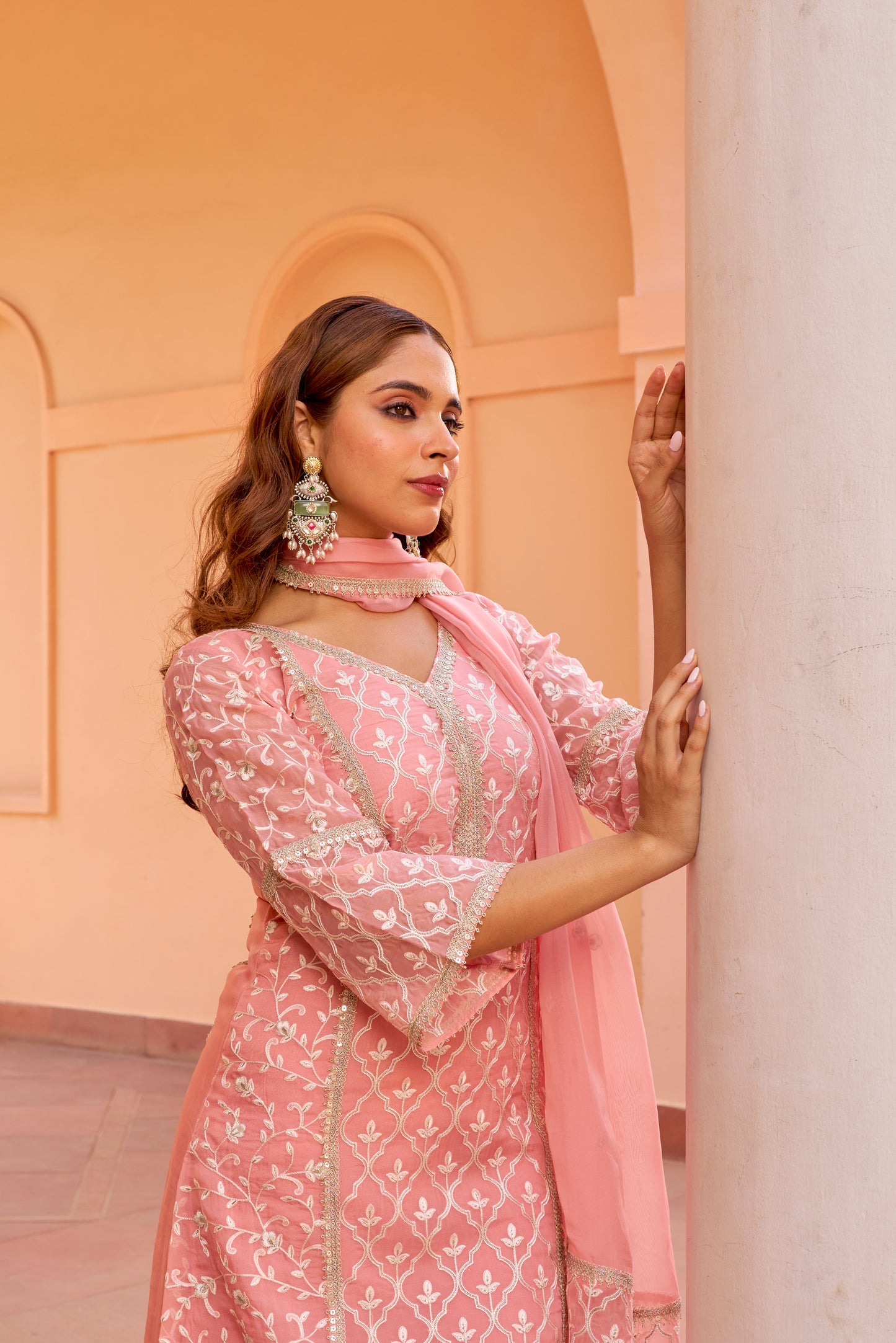 Malvika Raaj in Fiza - Pink A-line Straight Suit Set.