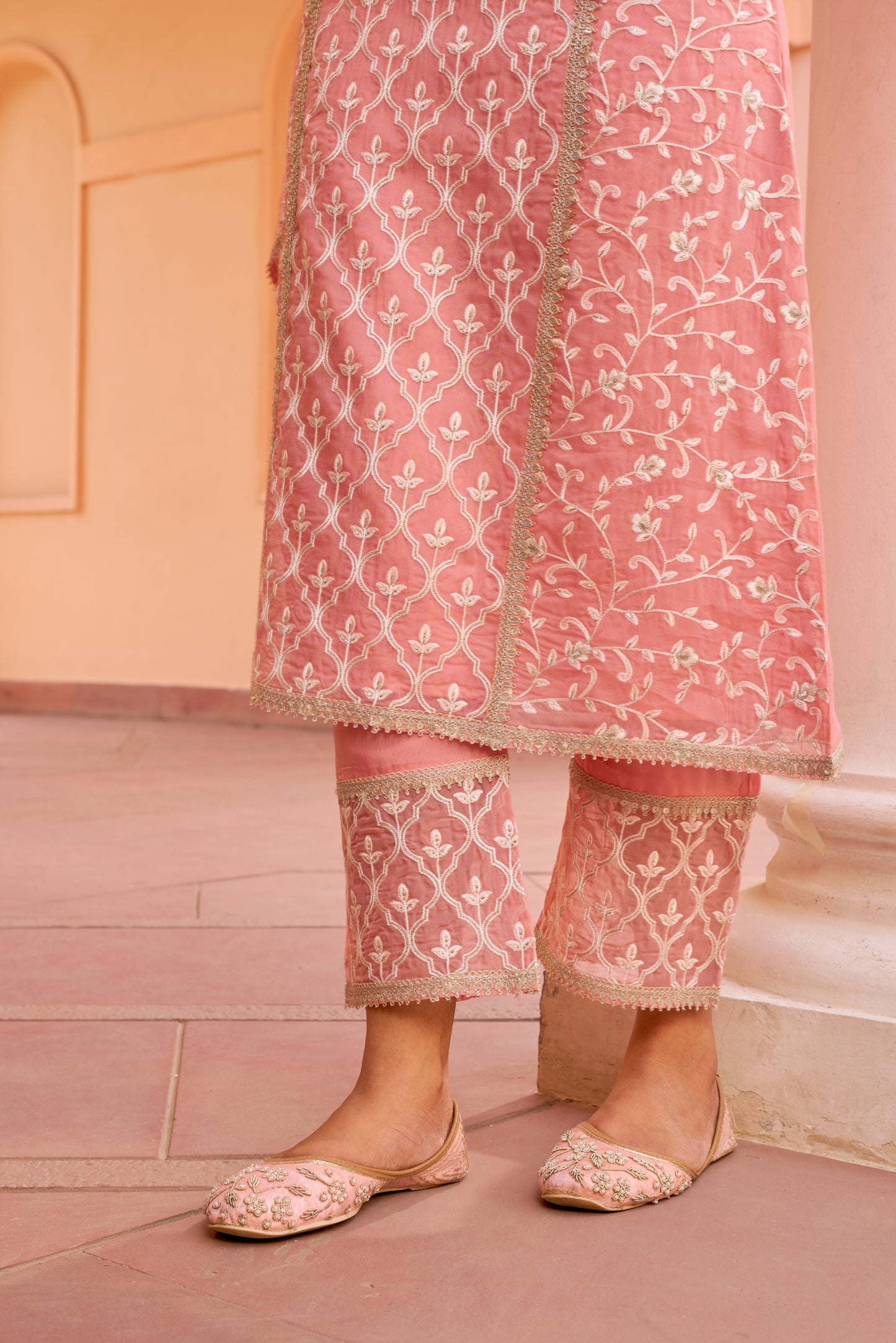 Fiza - Pink A-line Straight Suit Set.