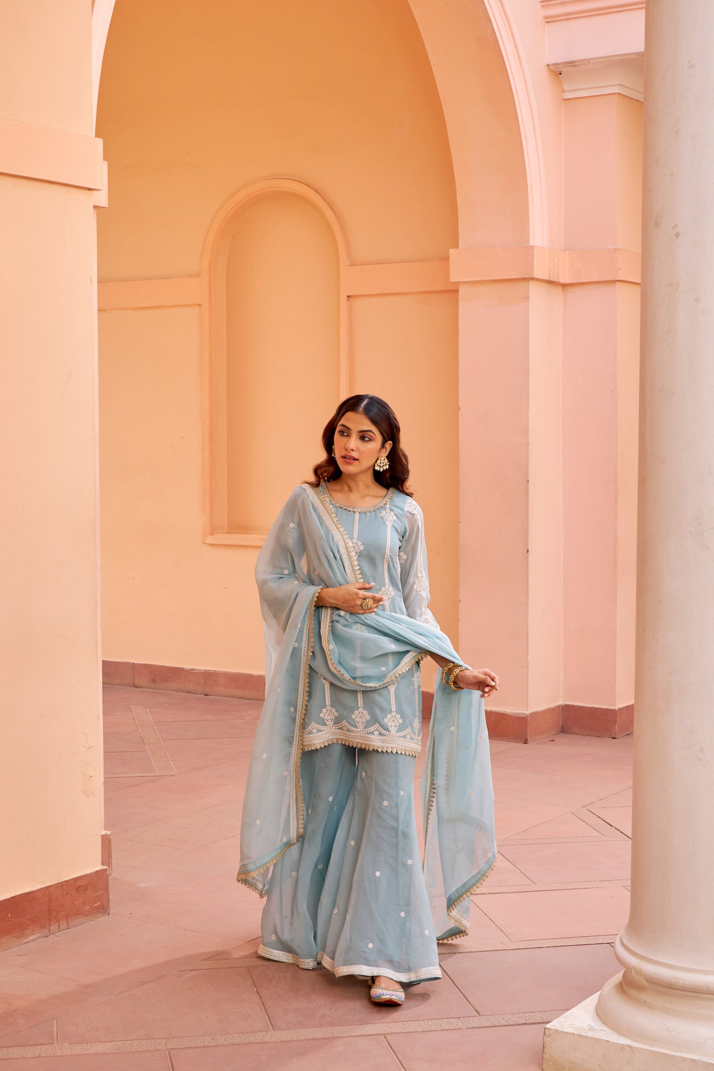 Chandani - Blue Organza Sharara Set.