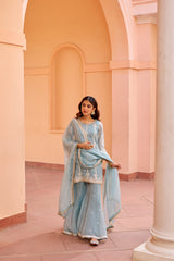 Chandani - Blue Organza Sharara Set.