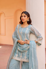 Chandani - Blue Organza Sharara Set.