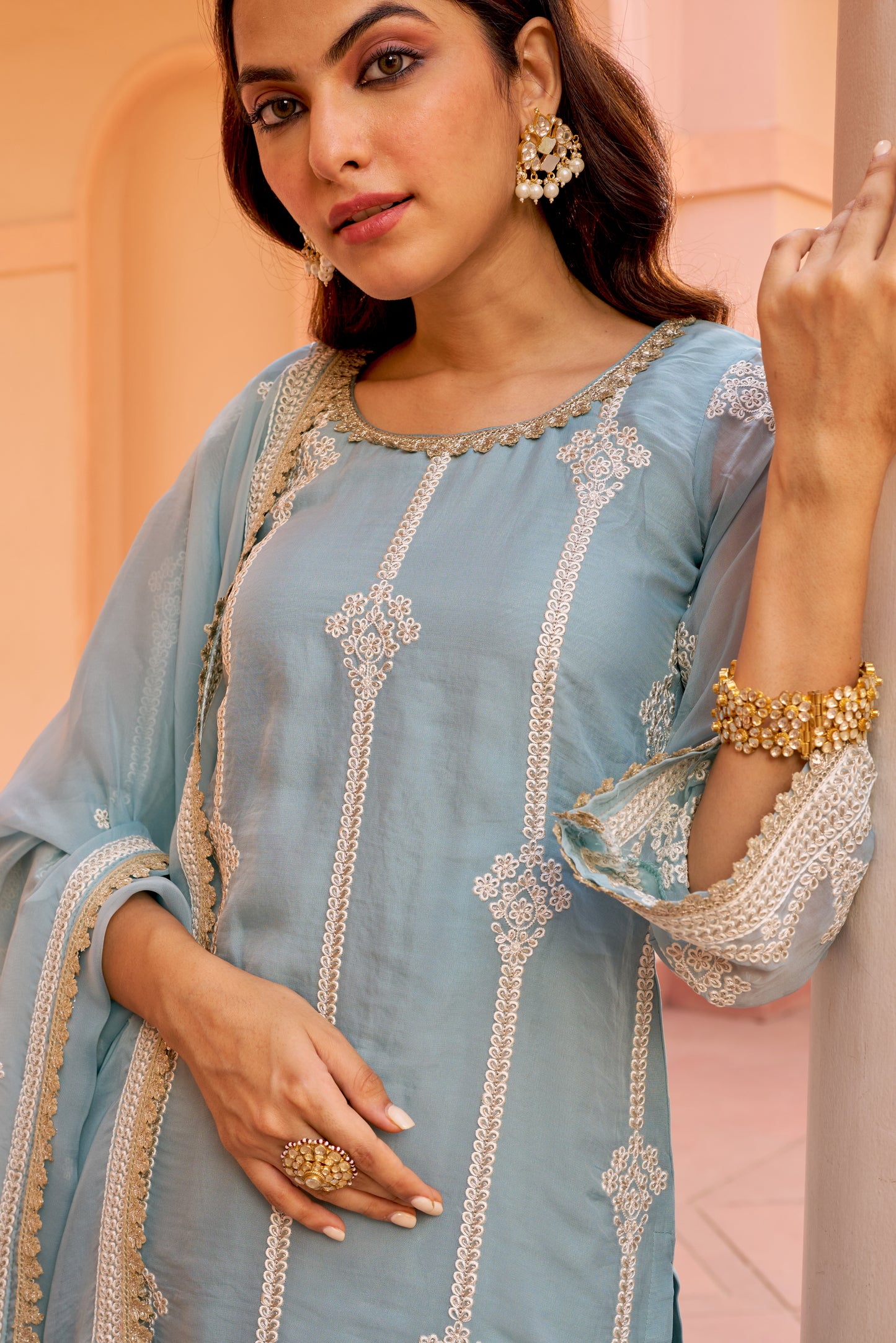 Chandani - Blue Organza Sharara Set.