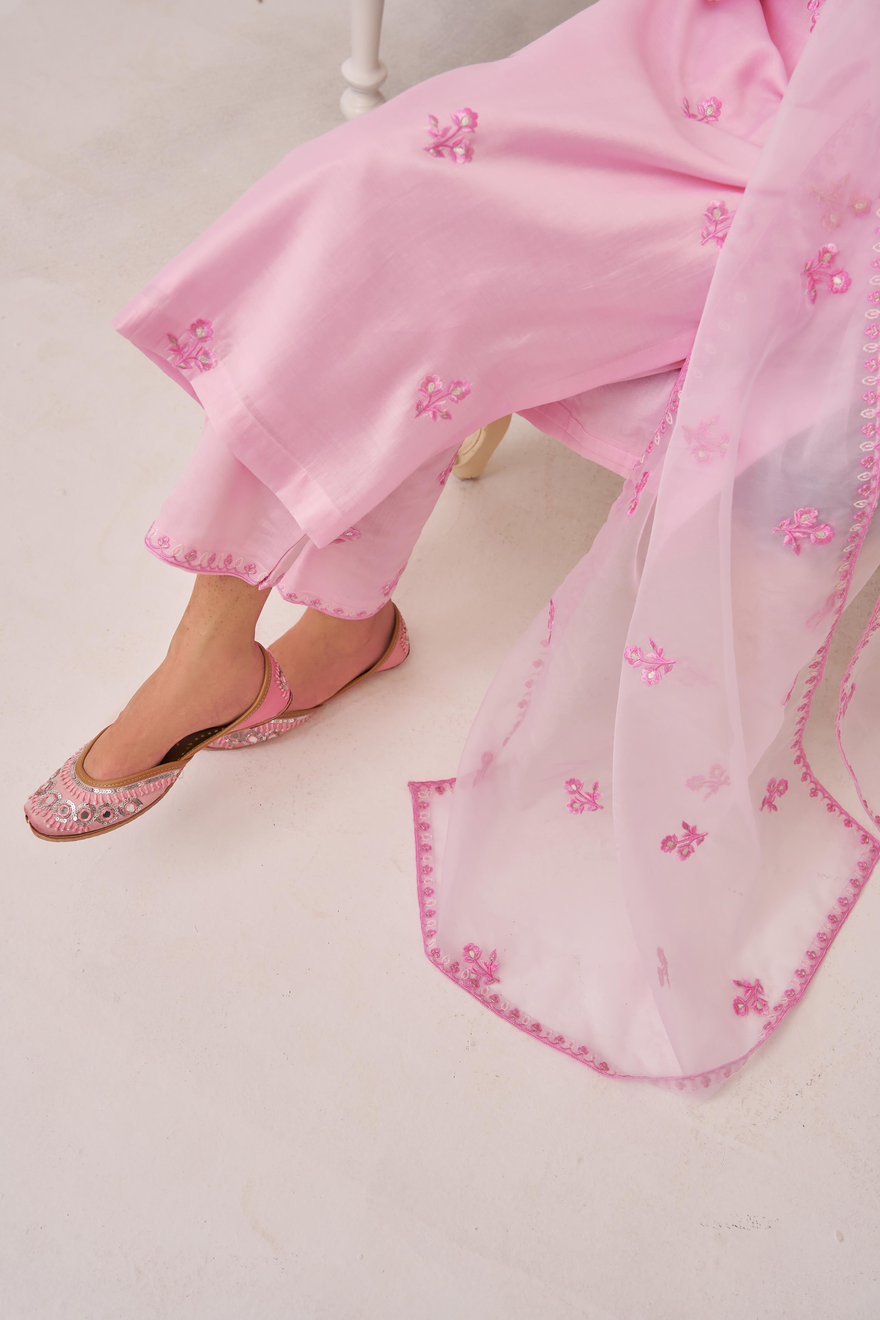 Akanksha Puri in KIARA - Pink Chanderi Suit Set