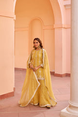 Nazneen - Yellow Organza Sharara Set.