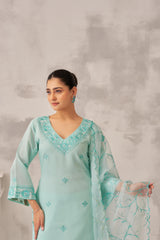 RAHAT - Sea Green Chanderi Suit Set