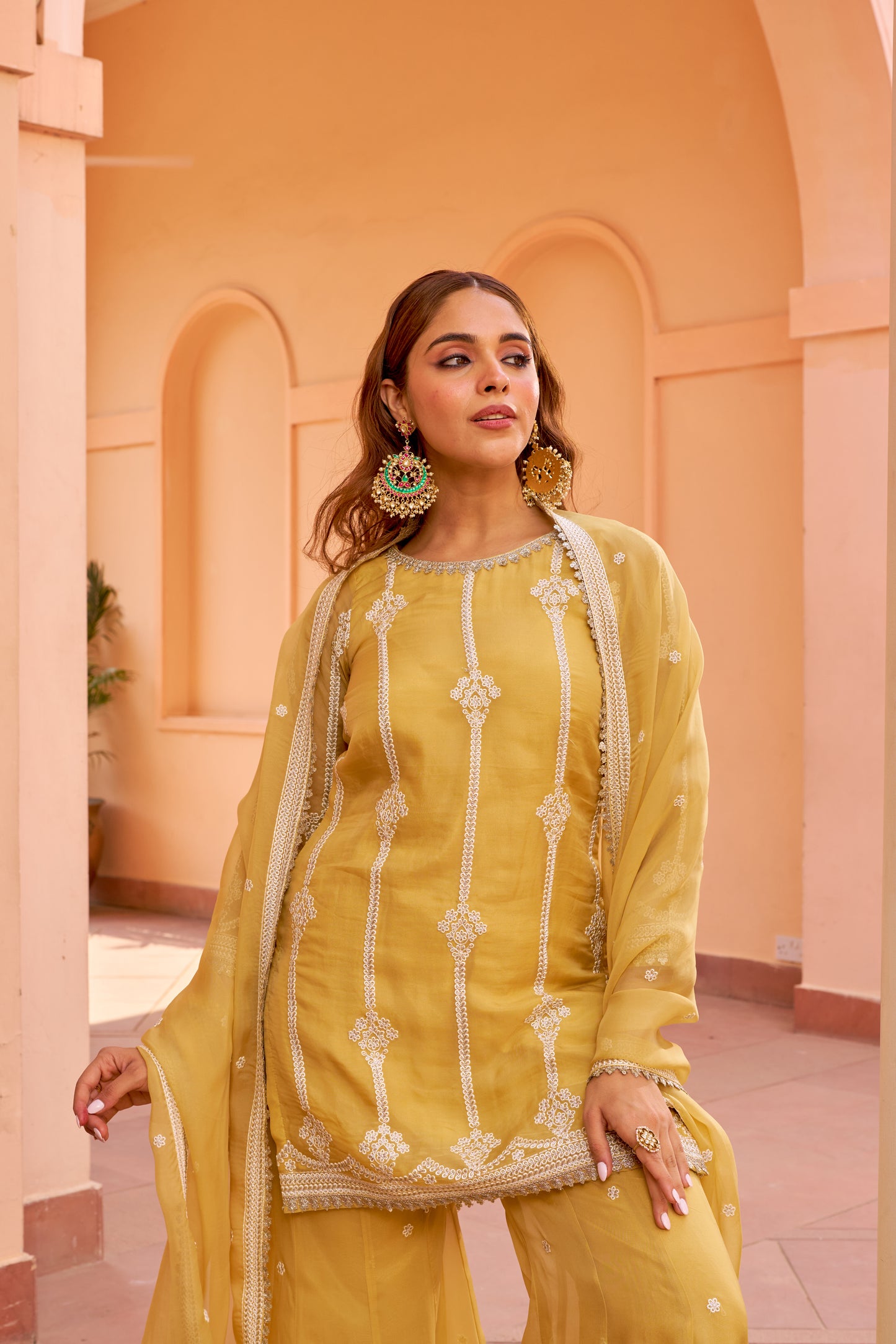 Nazneen - Yellow Organza Sharara Set.