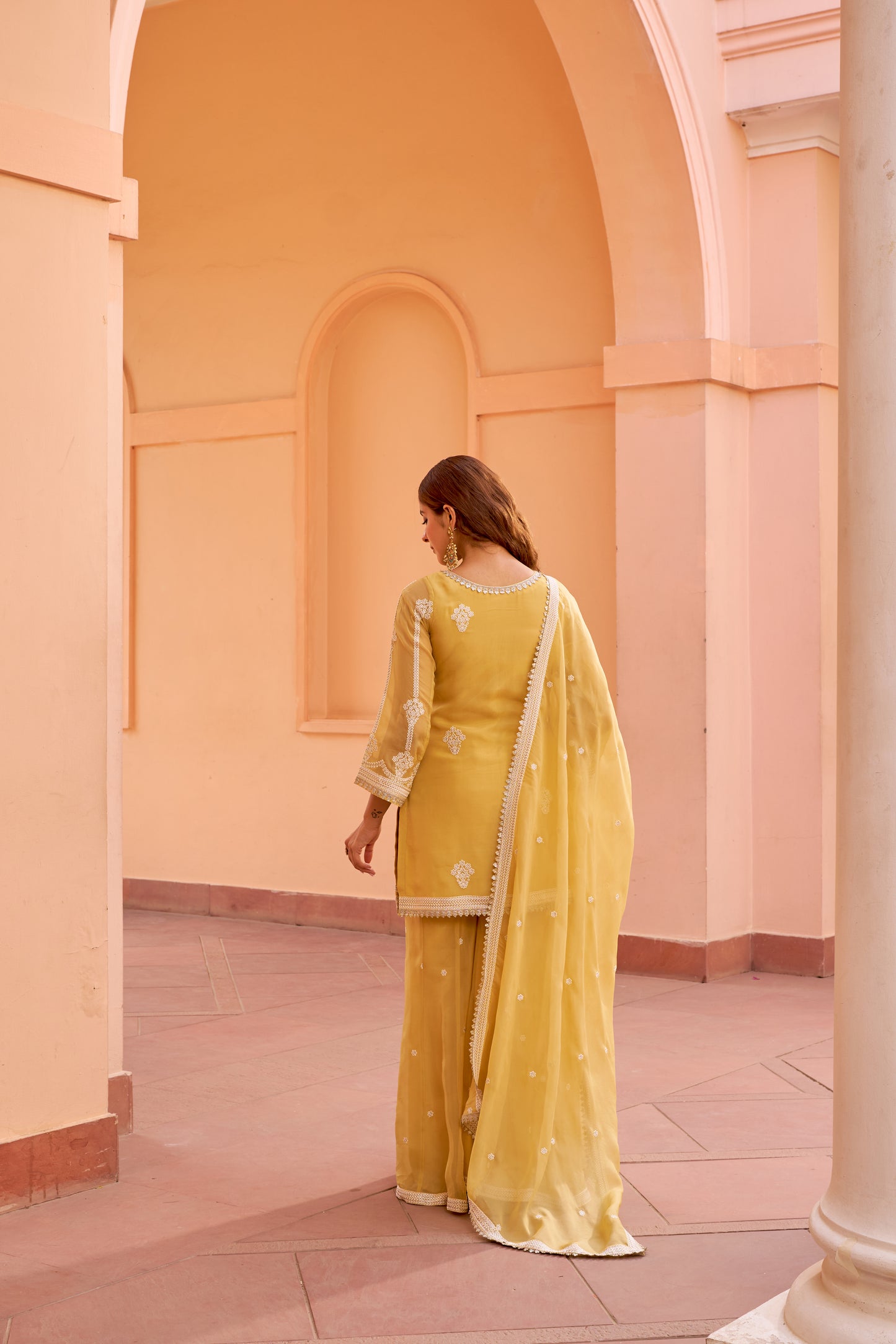 Nazneen - Yellow Organza Sharara Set.