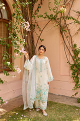 Salonie Patel in Asoniya - Ivory White Chanderi Embroidered Suit Set.