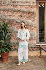 IRIS -  White Embroidered Co-ord Set