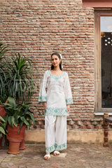 IRIS -  White Embroidered Co-ord Set