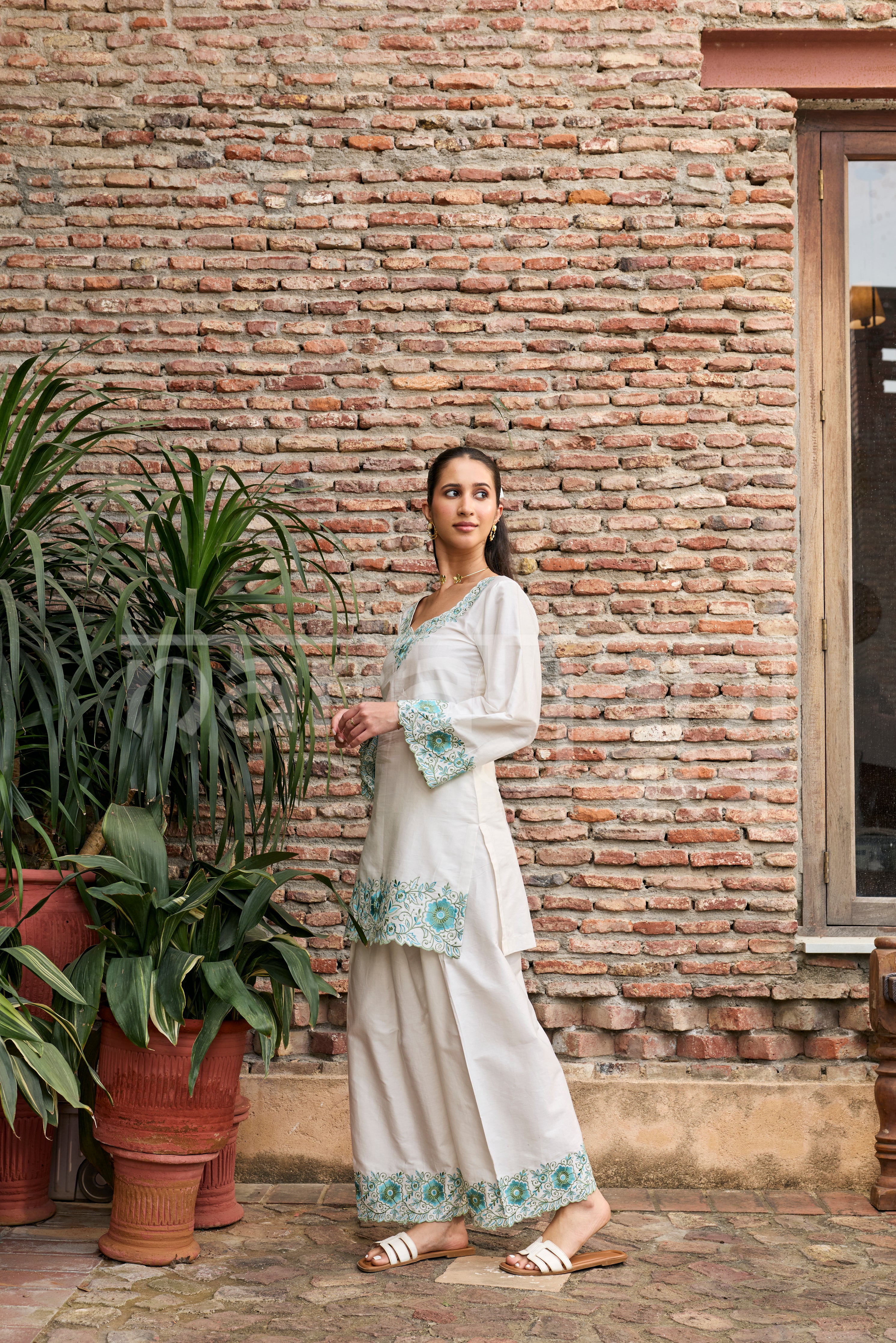 IRIS -  White Embroidered Co-ord Set