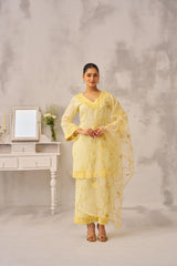 TRISHNA - Lime Yellow Chanderi Suit Set