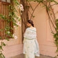 Swati Rathi in Asoniya - Ivory White Chanderi Embroidered Suit Set.