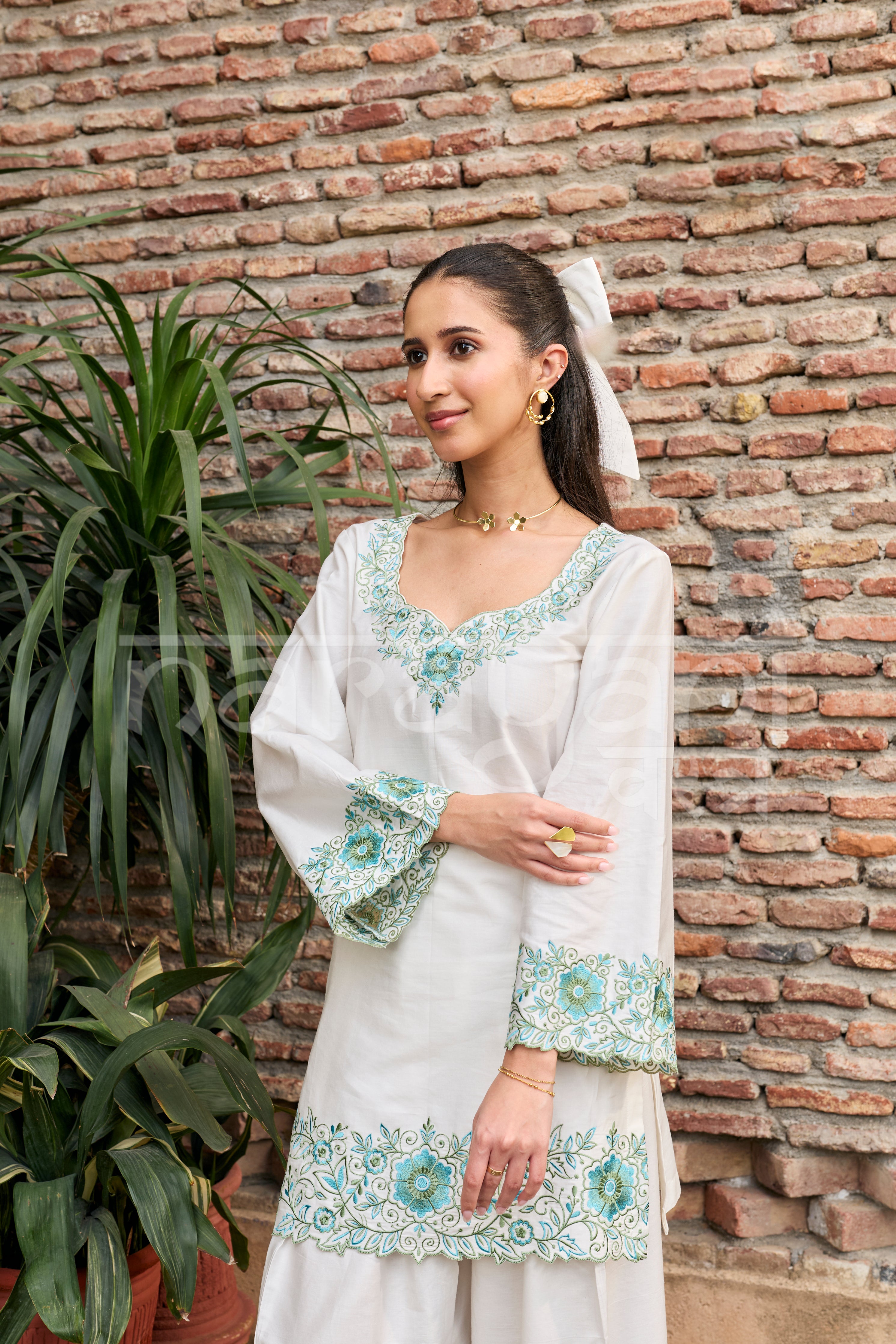 IRIS -  White Embroidered Co-ord Set