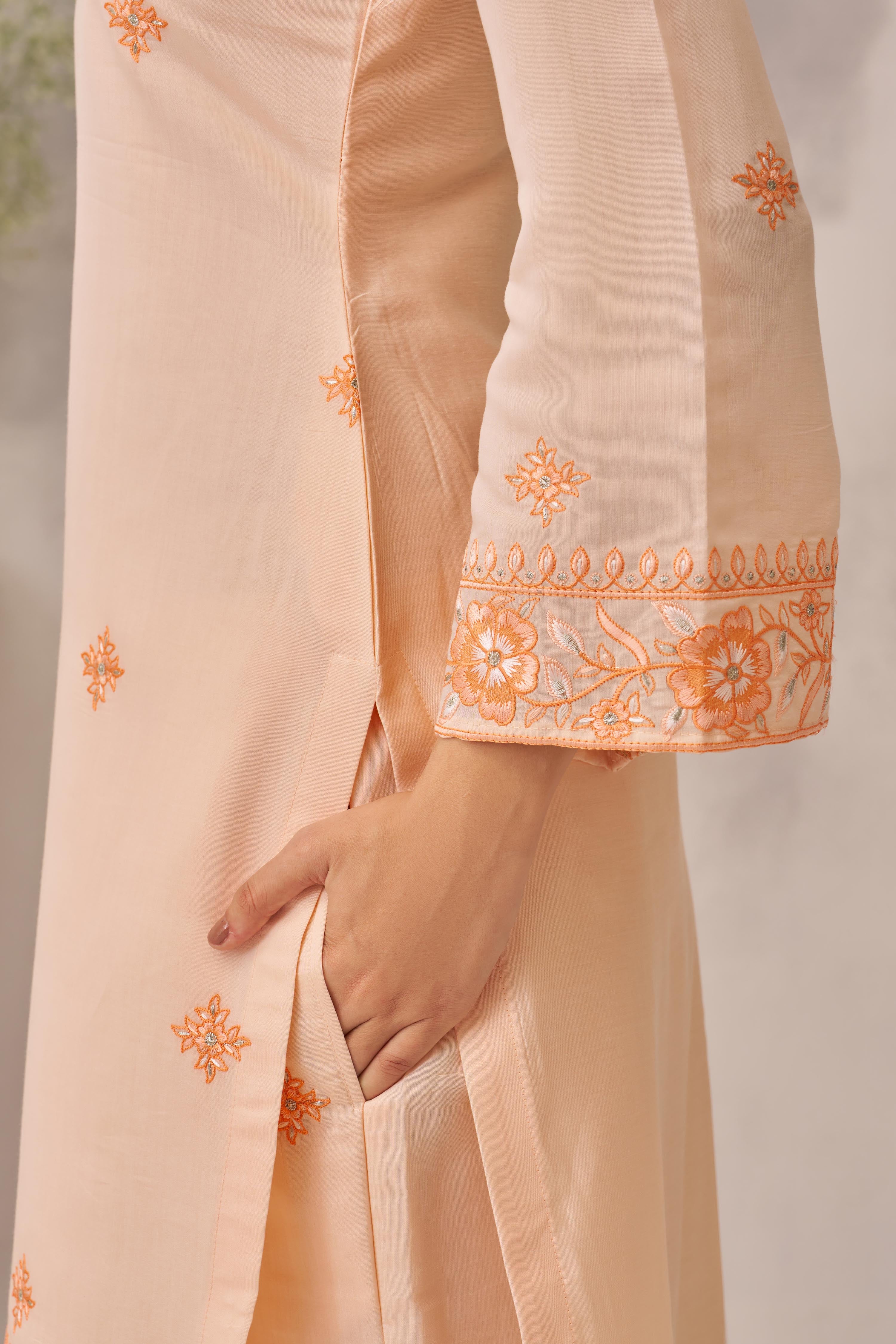 MEHVISH - Peach Chanderi Suit Set