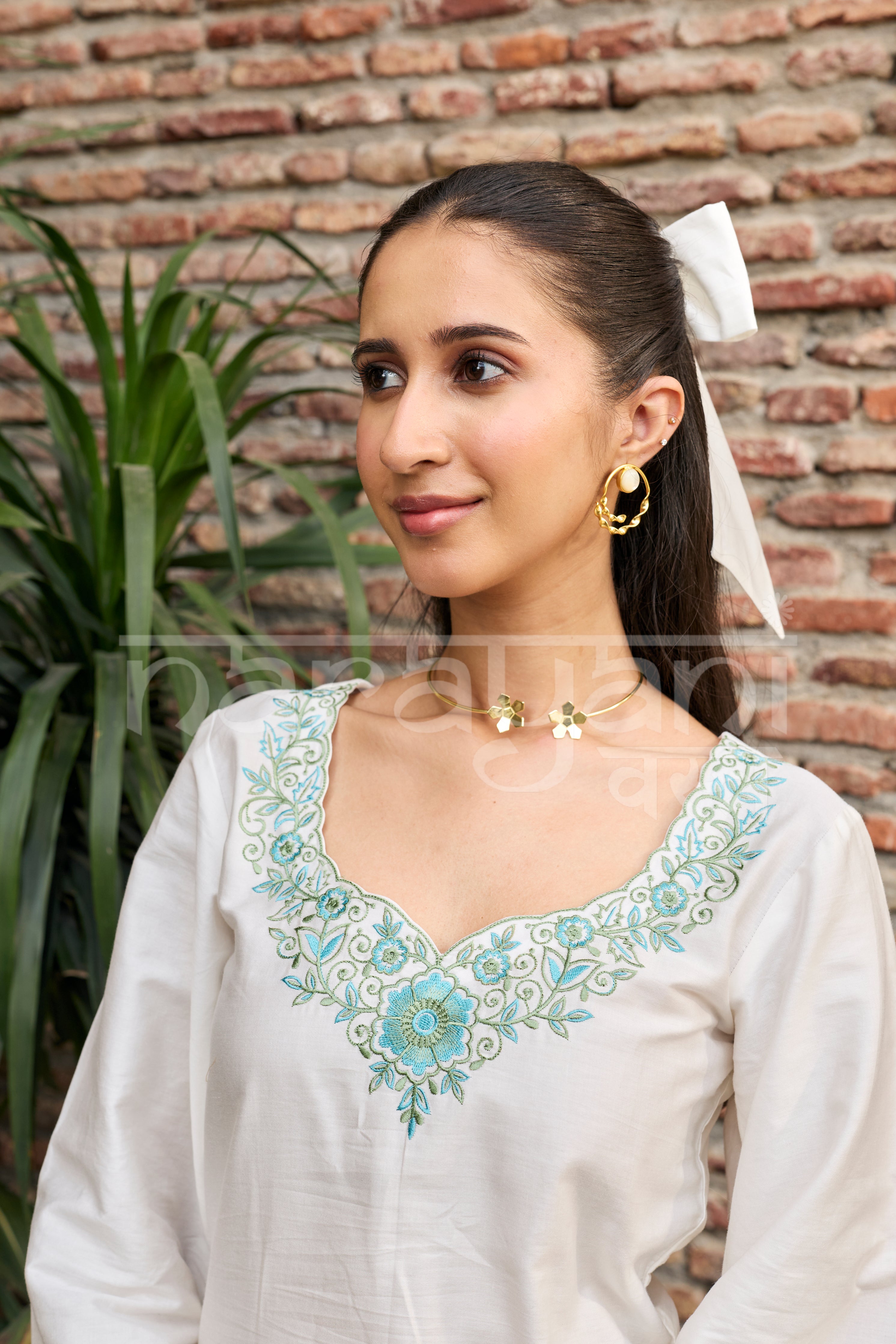 IRIS -  White Embroidered Co-ord Set