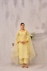 SAYA - Lime Yellow Chanderi Suit Set