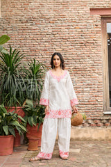 SCARLET -  White Embroidered Co-ord Set