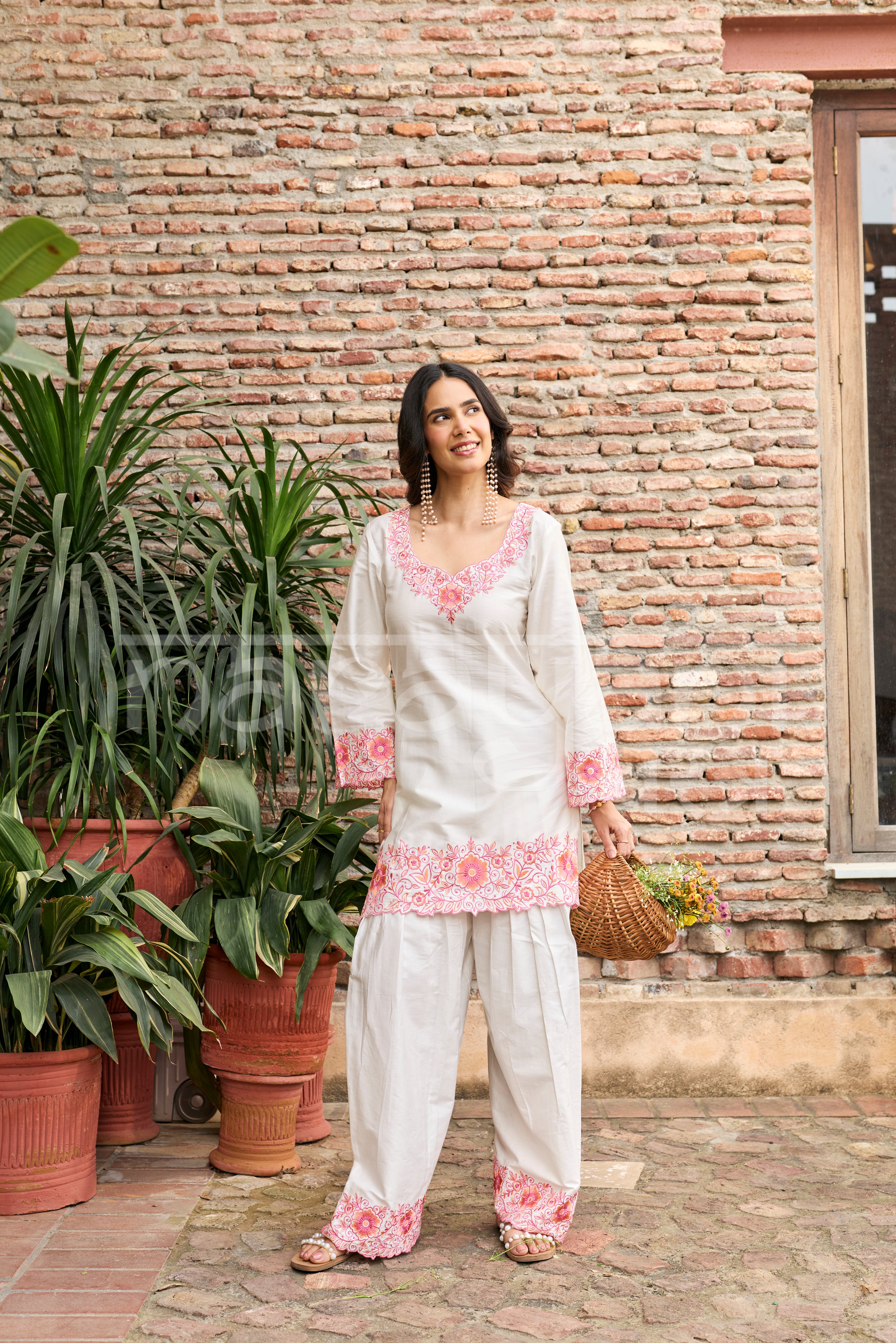 SCARLET -  White Embroidered Co-ord Set