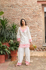 SCARLET -  White Embroidered Co-ord Set