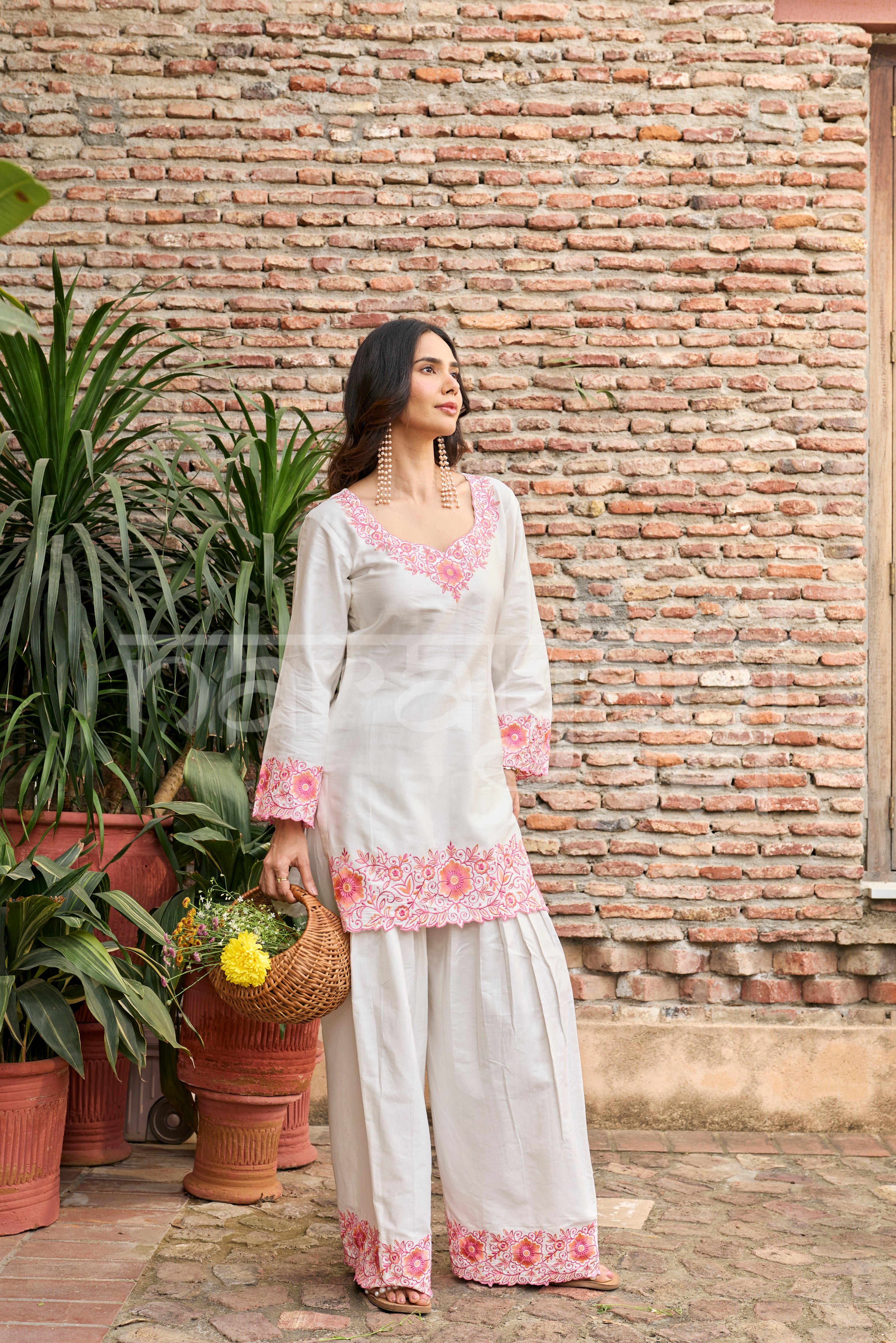 SCARLET -  White Embroidered Co-ord Set