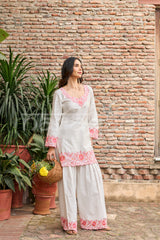 SCARLET -  White Embroidered Co-ord Set