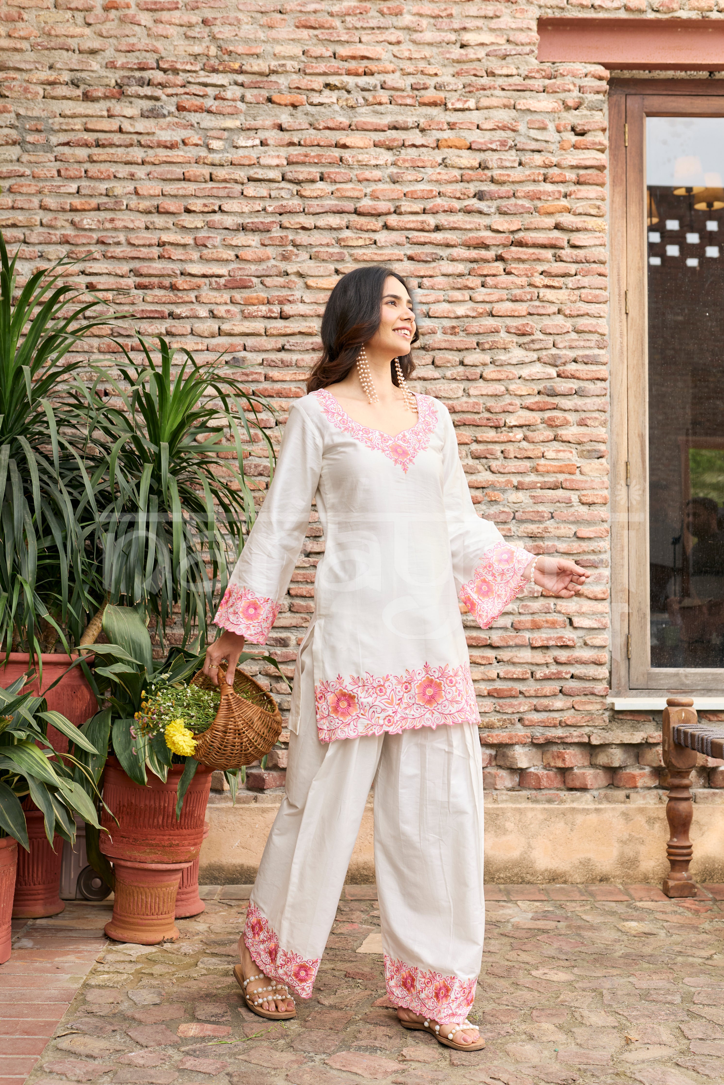 SCARLET -  White Embroidered Co-ord Set