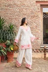 SCARLET -  White Embroidered Co-ord Set