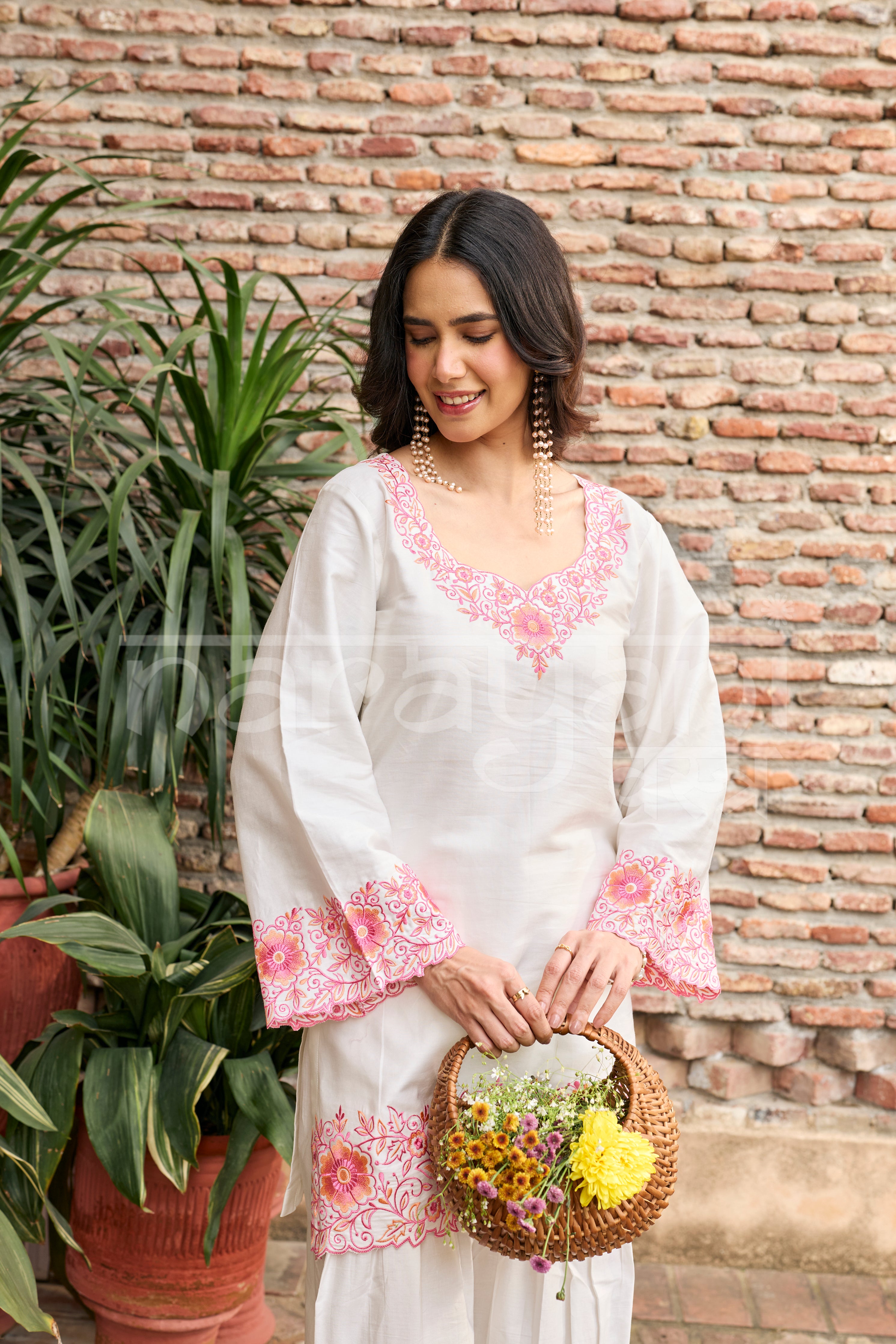 SCARLET -  White Embroidered Co-ord Set