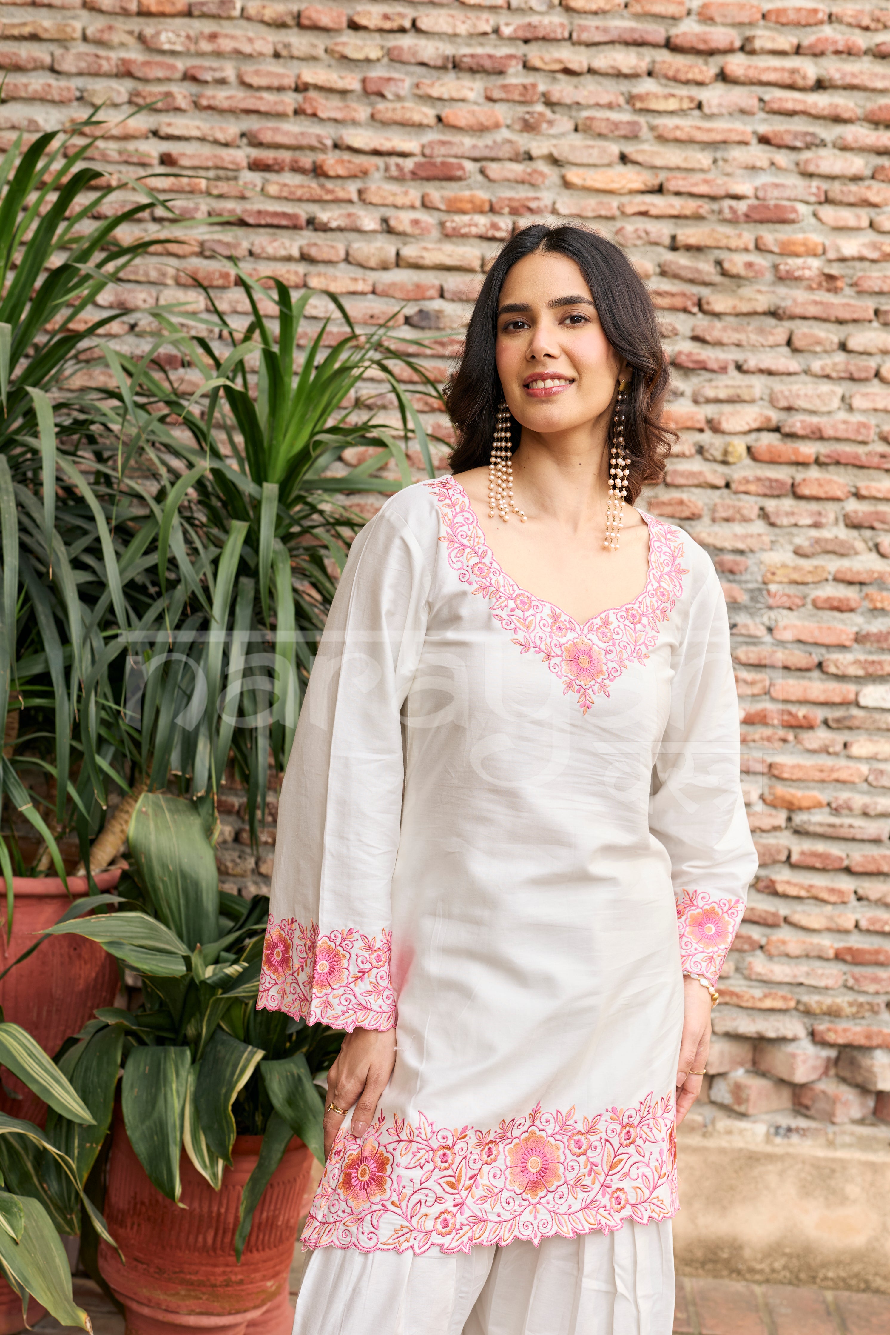 SCARLET -  White Embroidered Co-ord Set