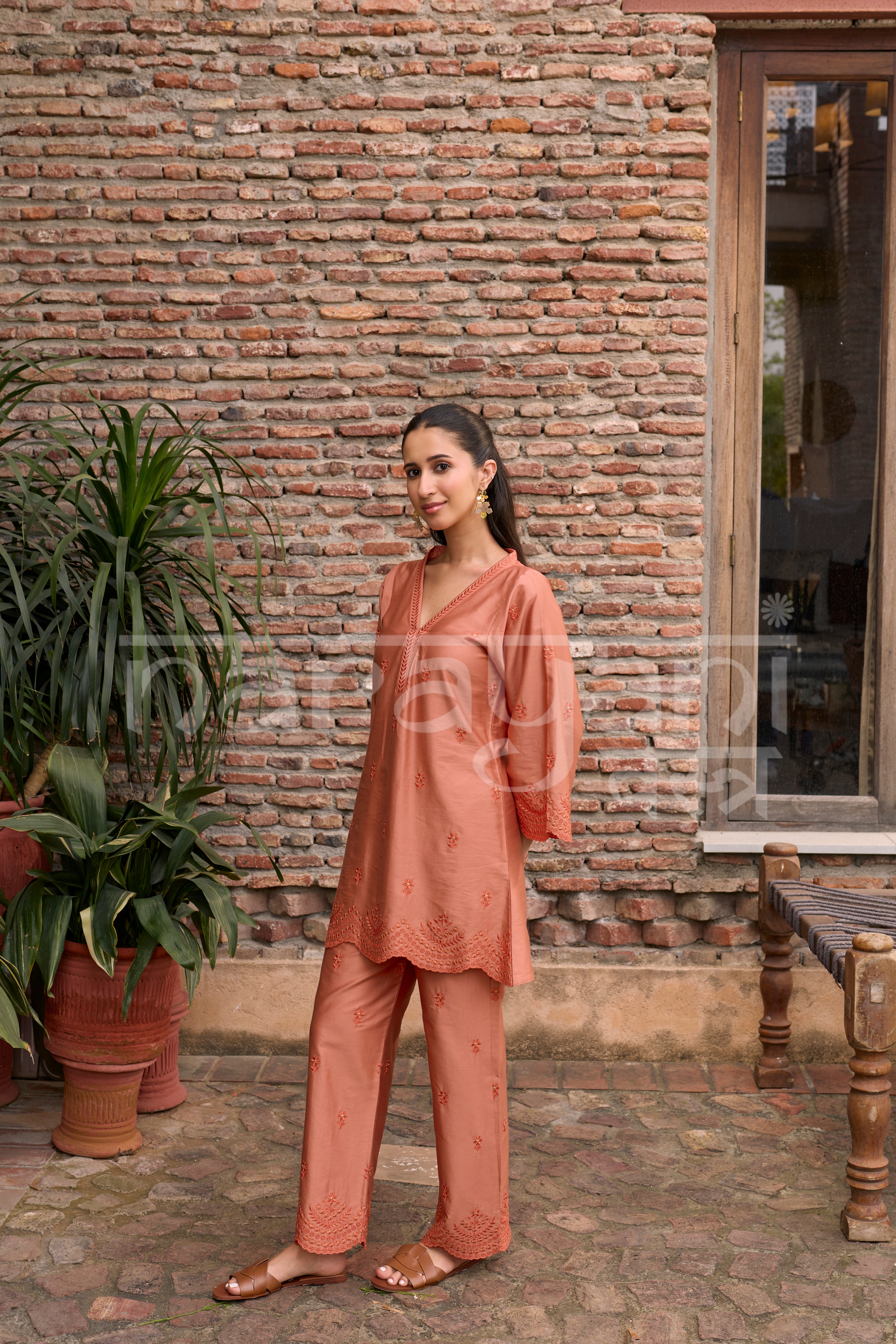 ZORA - Rust Embroidered Co-ord Set