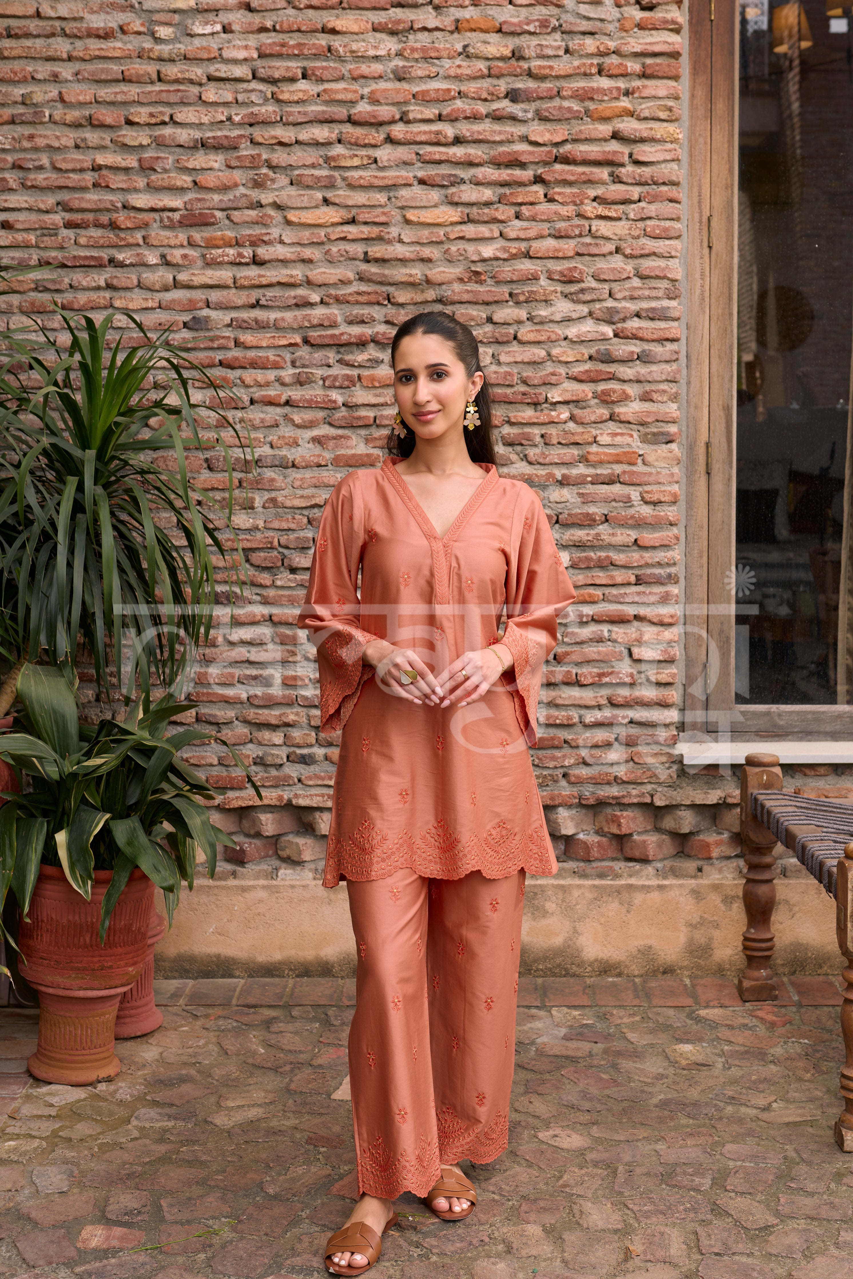 ZORA - Rust Embroidered Co-ord Set