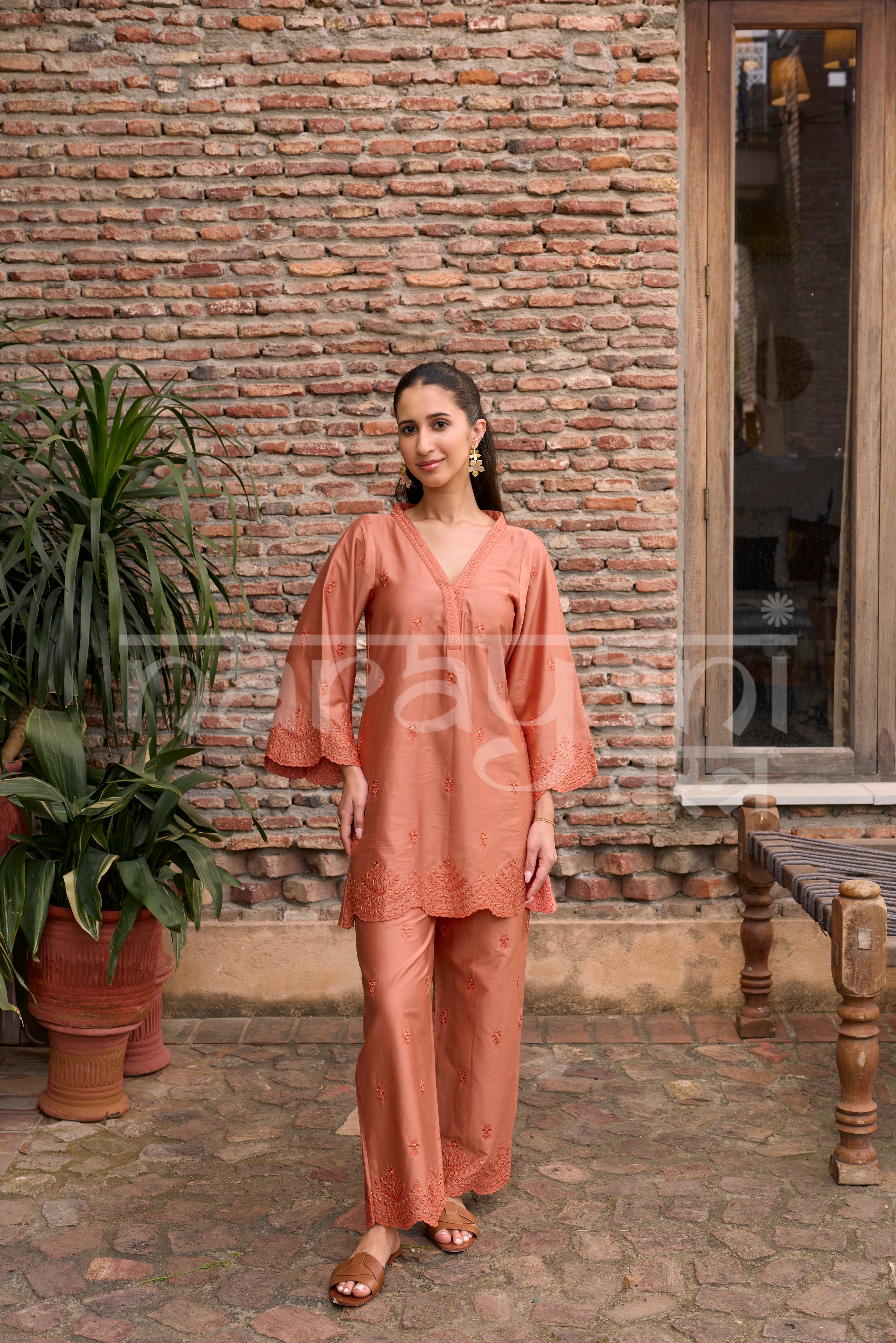 ZORA - Rust Embroidered Co-ord Set