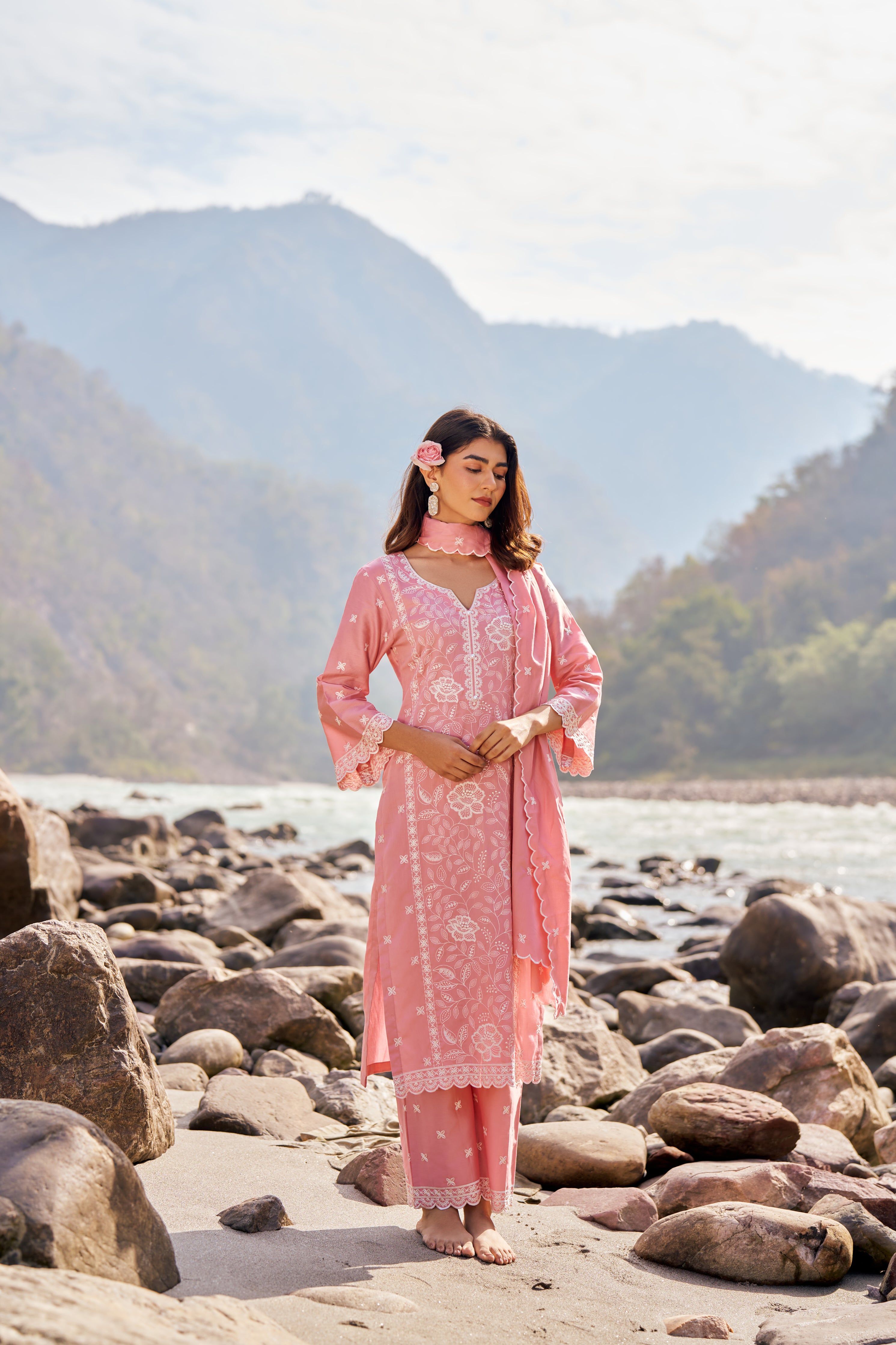 VAATI - Pink Cotton Suit Set