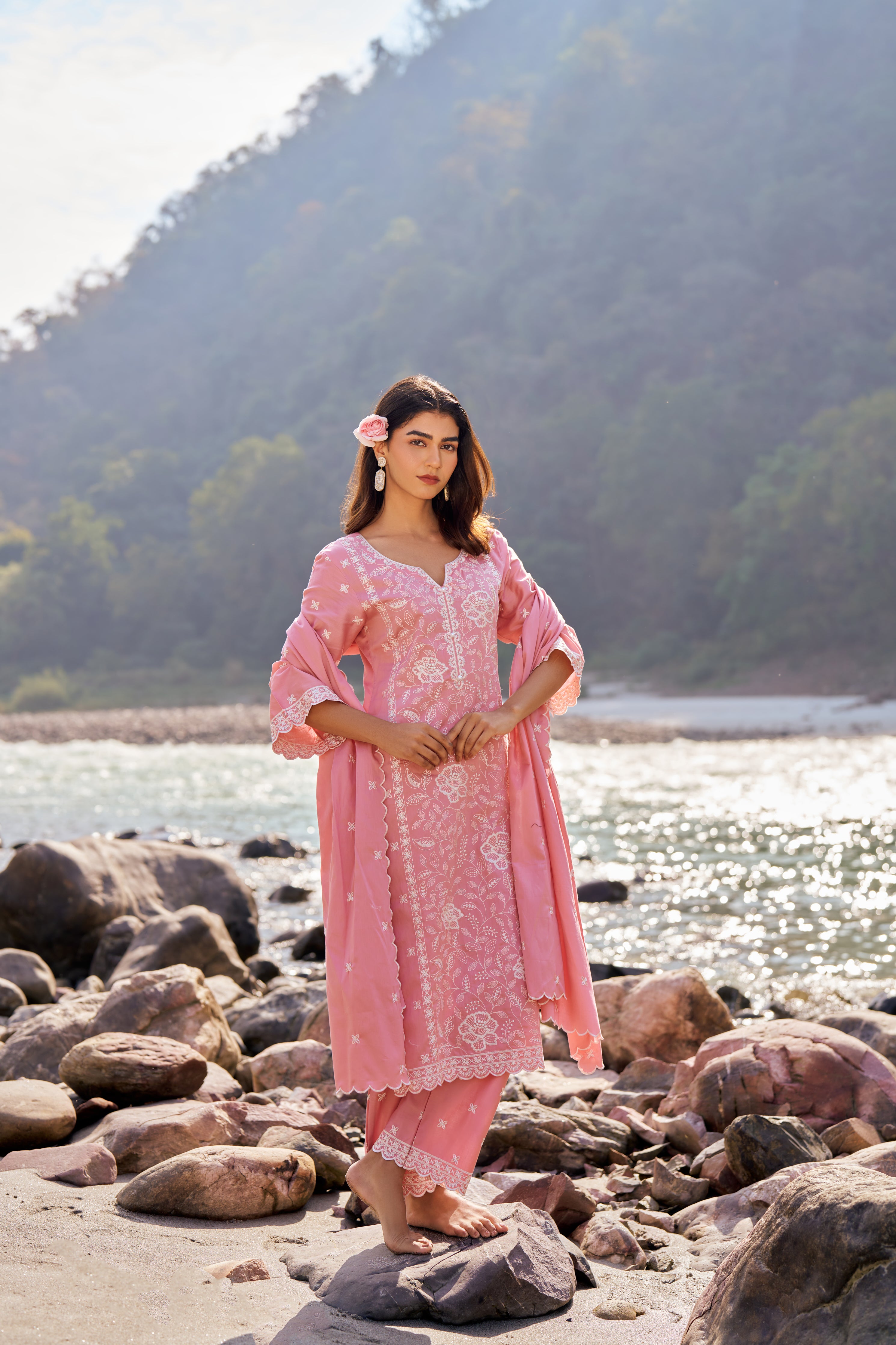 VAATI - Pink Cotton Suit Set